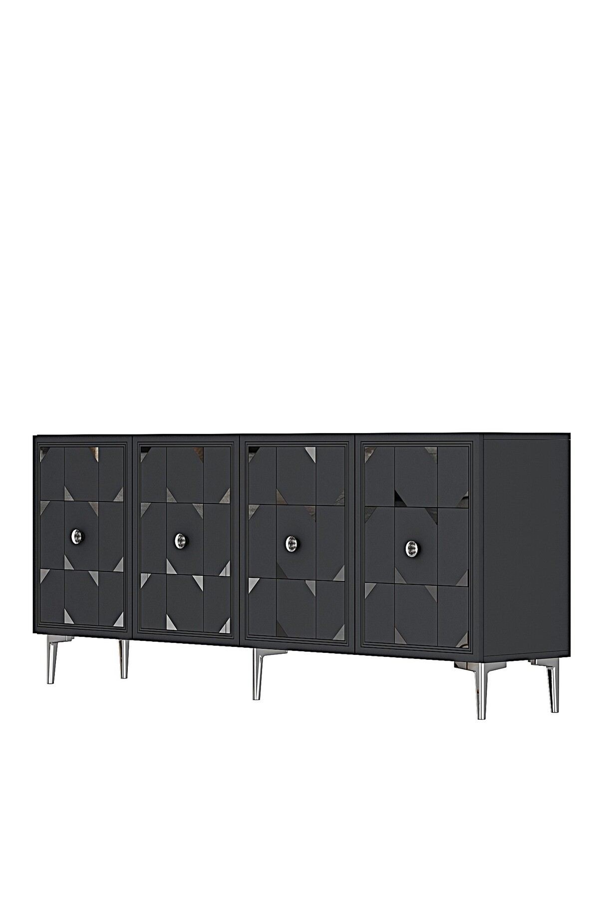 Consola Moka 180, 180 x 75 x 32 cm, antracit argintiu, PAL melaminat, oglinda inclusa, antracit / silver — imaginea 4