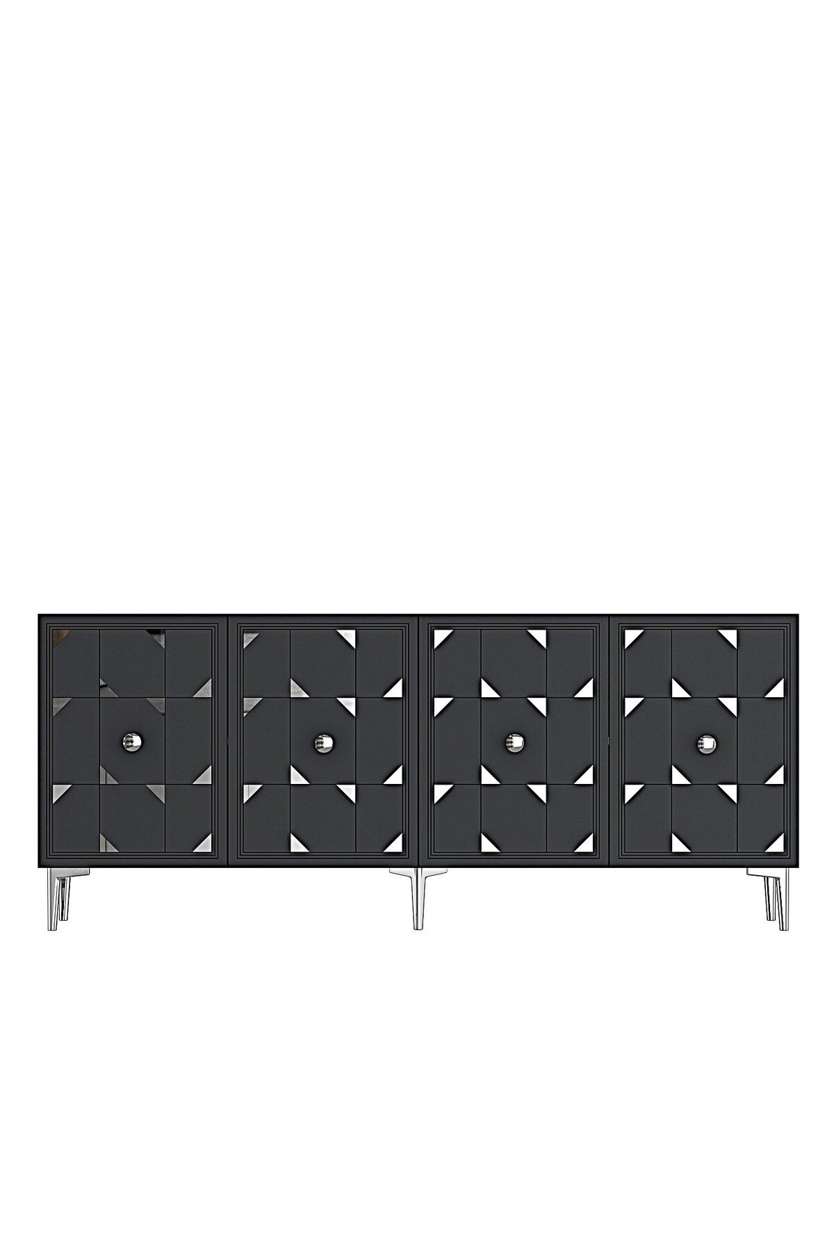Consola Moka 180, 180 x 75 x 32 cm, antracit argintiu, PAL melaminat, oglinda inclusa, antracit / silver — imaginea 6
