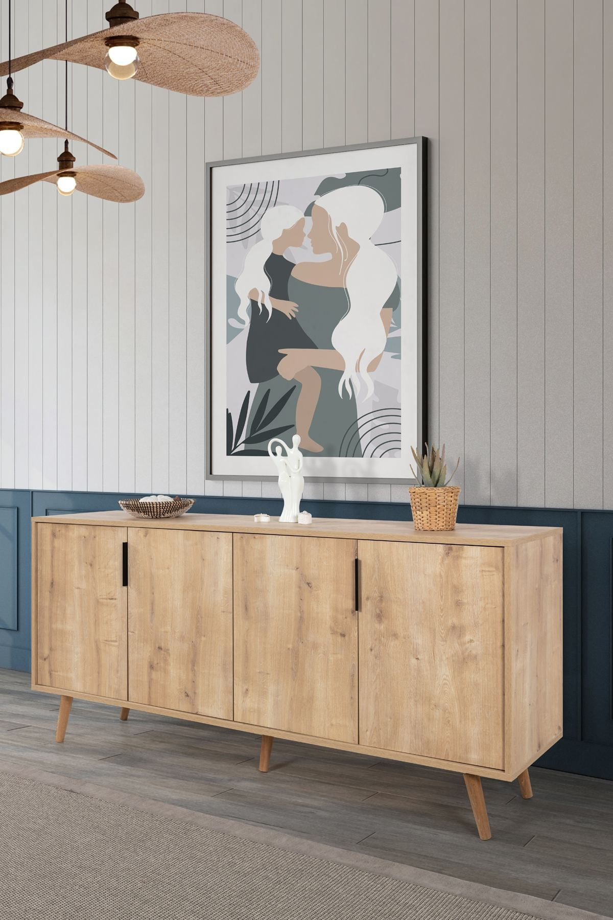 Consola Sırma 4814, 180 x 82 x 44 cm, stejar safir, PAL melaminat — imaginea 3