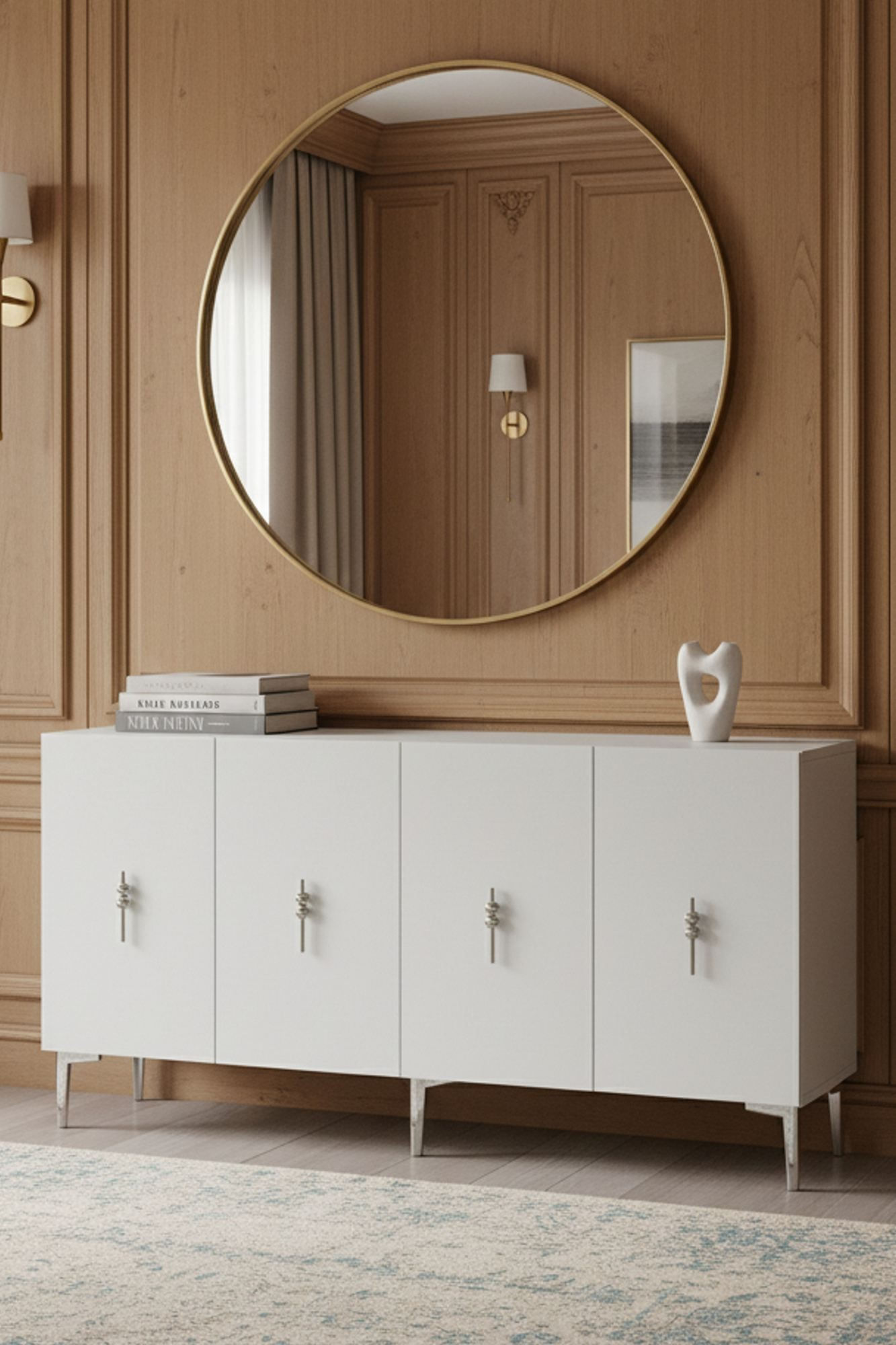 Consola Salkım 150, 125 x 75 x 32 cm, alb argintiu, PAL melaminat, alb / silver — imaginea 8