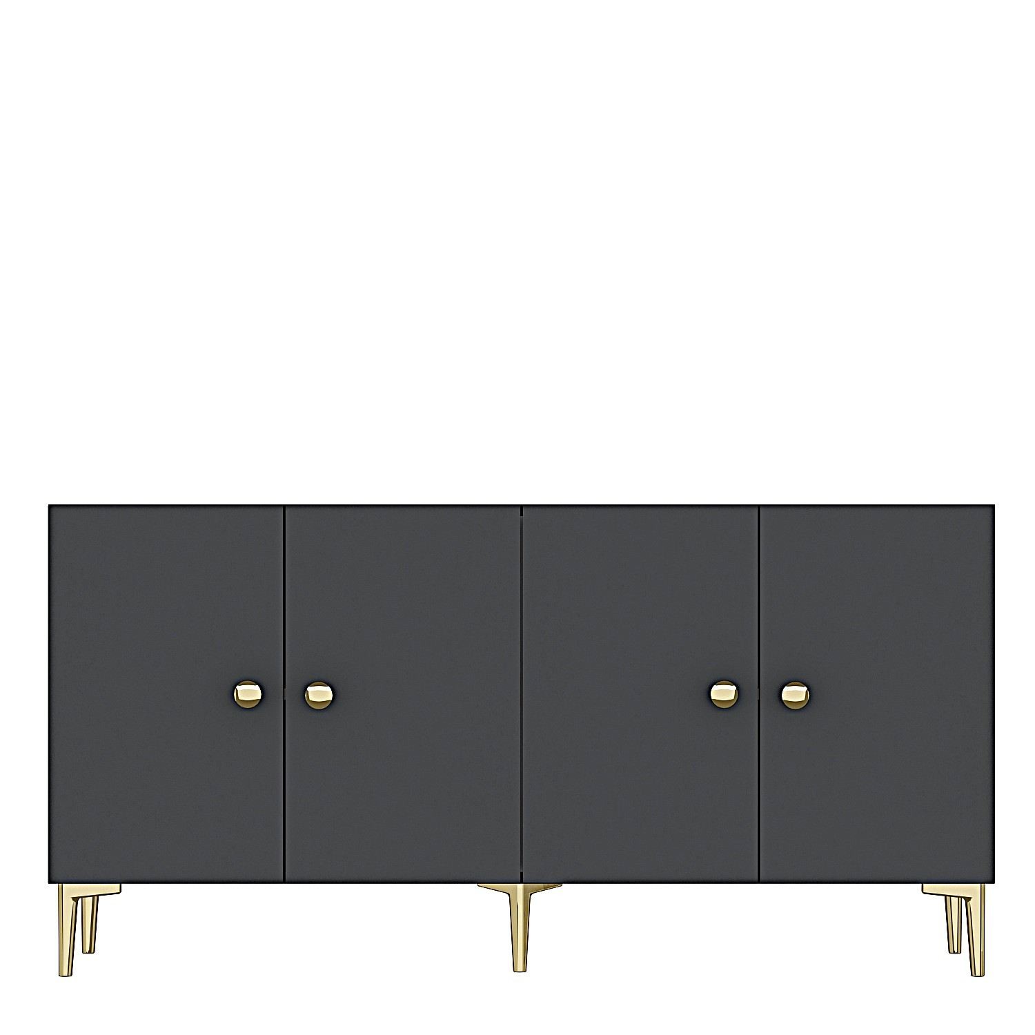 Consola Simple 150, 150 x 75 x 32 cm, antracit auriu, PAL melaminat, spatiu de depozitare, fixare pe perete, antracit / gold — imaginea 3