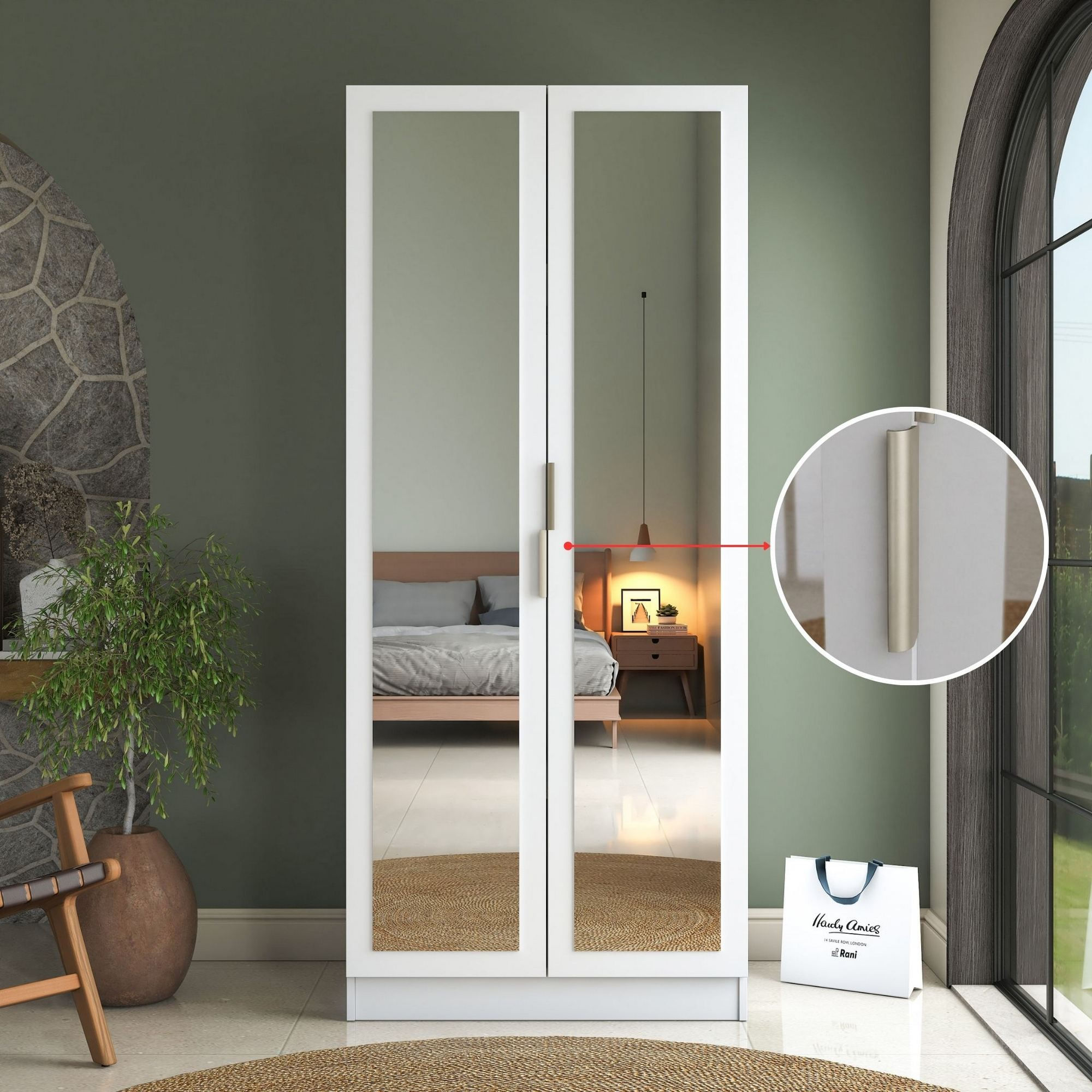 Dulap haine BA231, 90 x 210 x 57,5 cm, alb, PAL, spatiu de depozitare, fixare pe perete — imaginea 8