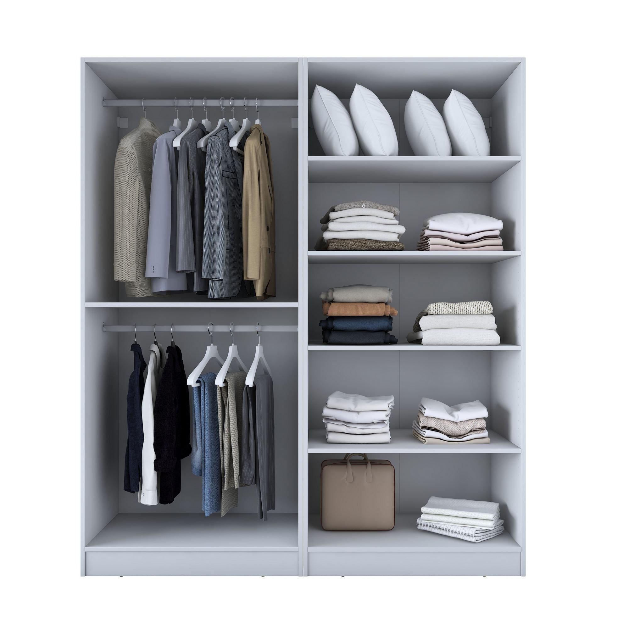 Dulap haine BA208, 180 x 210 x 57,5 cm, alb, PAL, spatiu de depozitare, fixare pe perete — imaginea 4