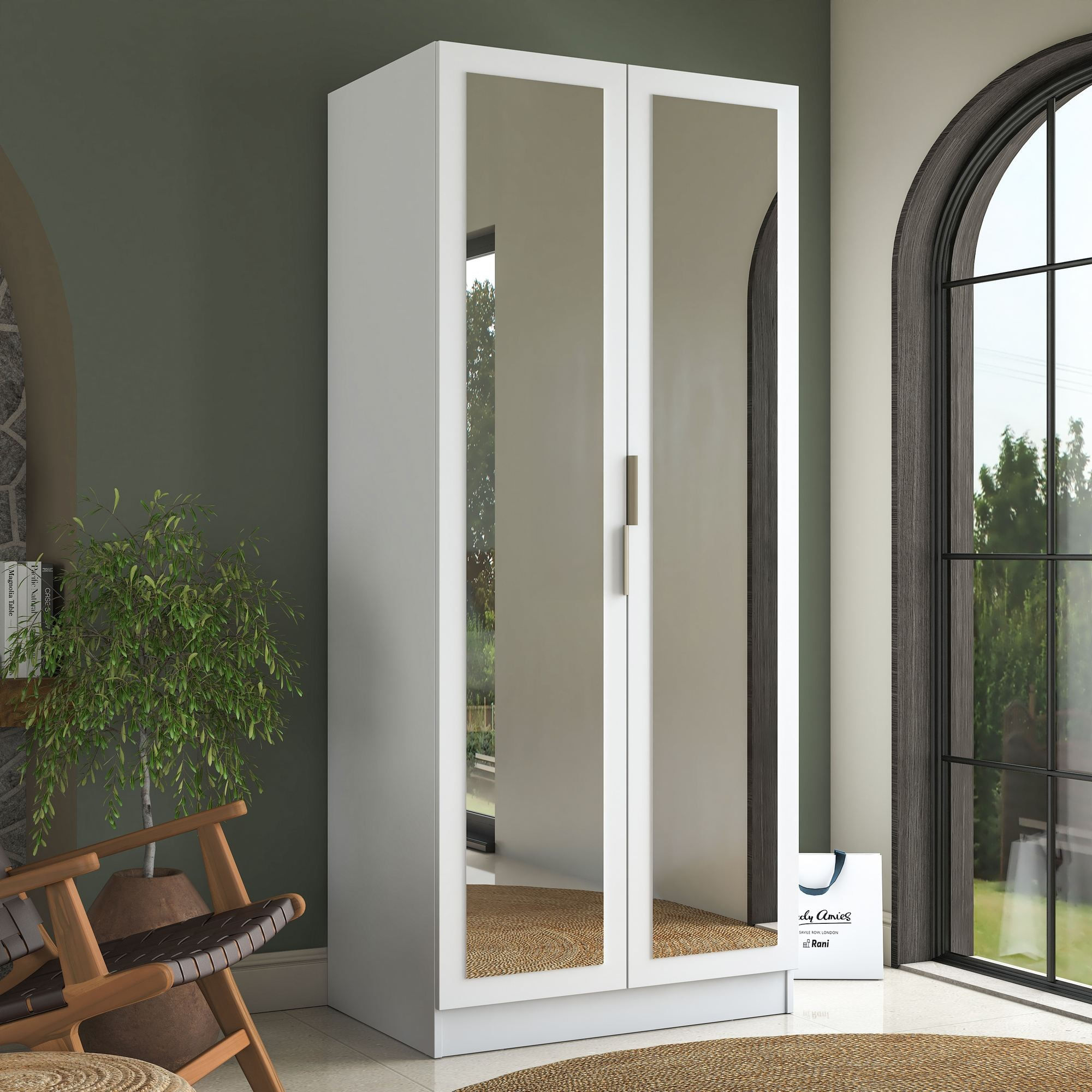 Dulap haine BA231, 90 x 210 x 57,5 cm, alb, PAL, spatiu de depozitare, fixare pe perete — imaginea 10