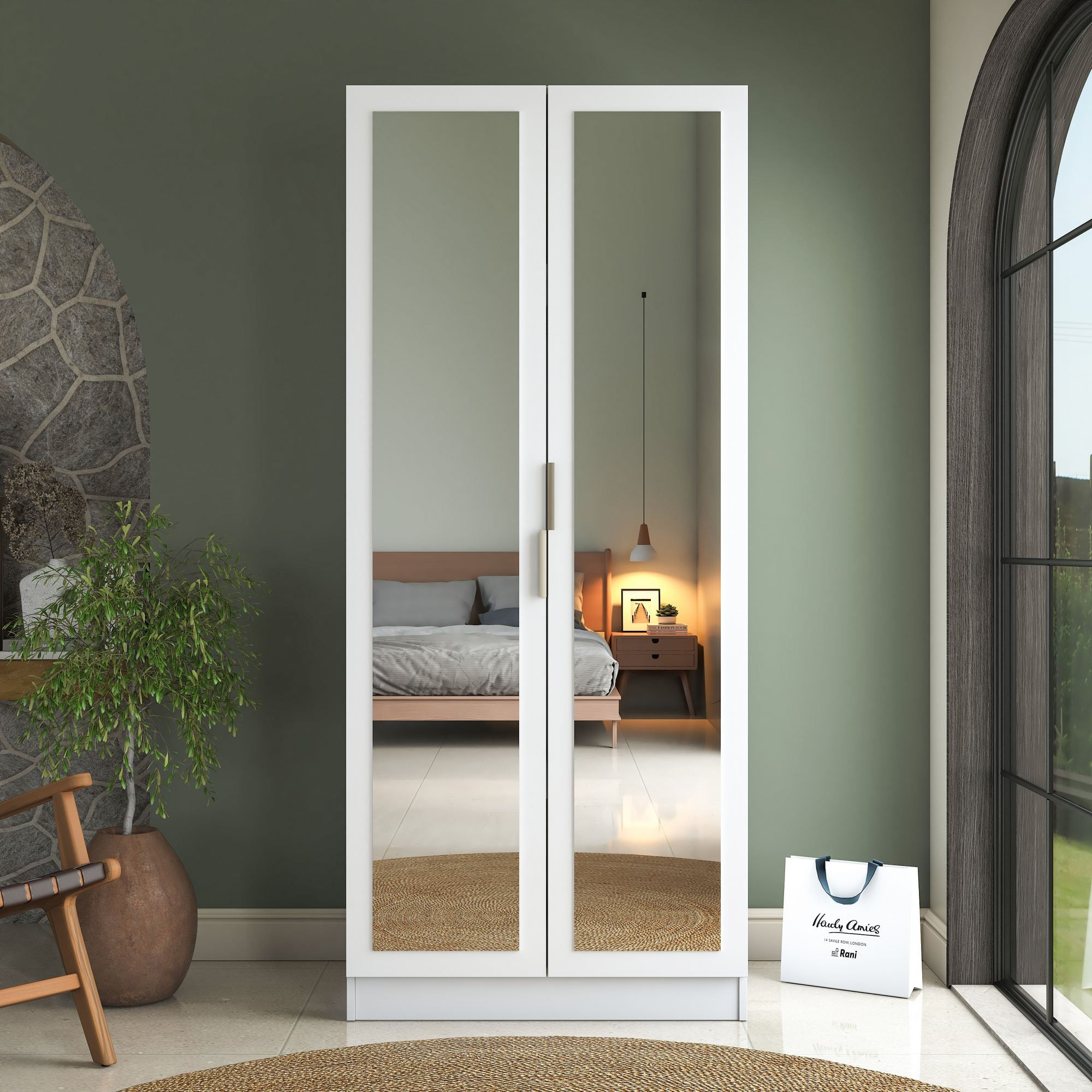 Dulap haine BA231, 90 x 210 x 57,5 cm, alb, PAL, spatiu de depozitare, fixare pe perete — imaginea 12