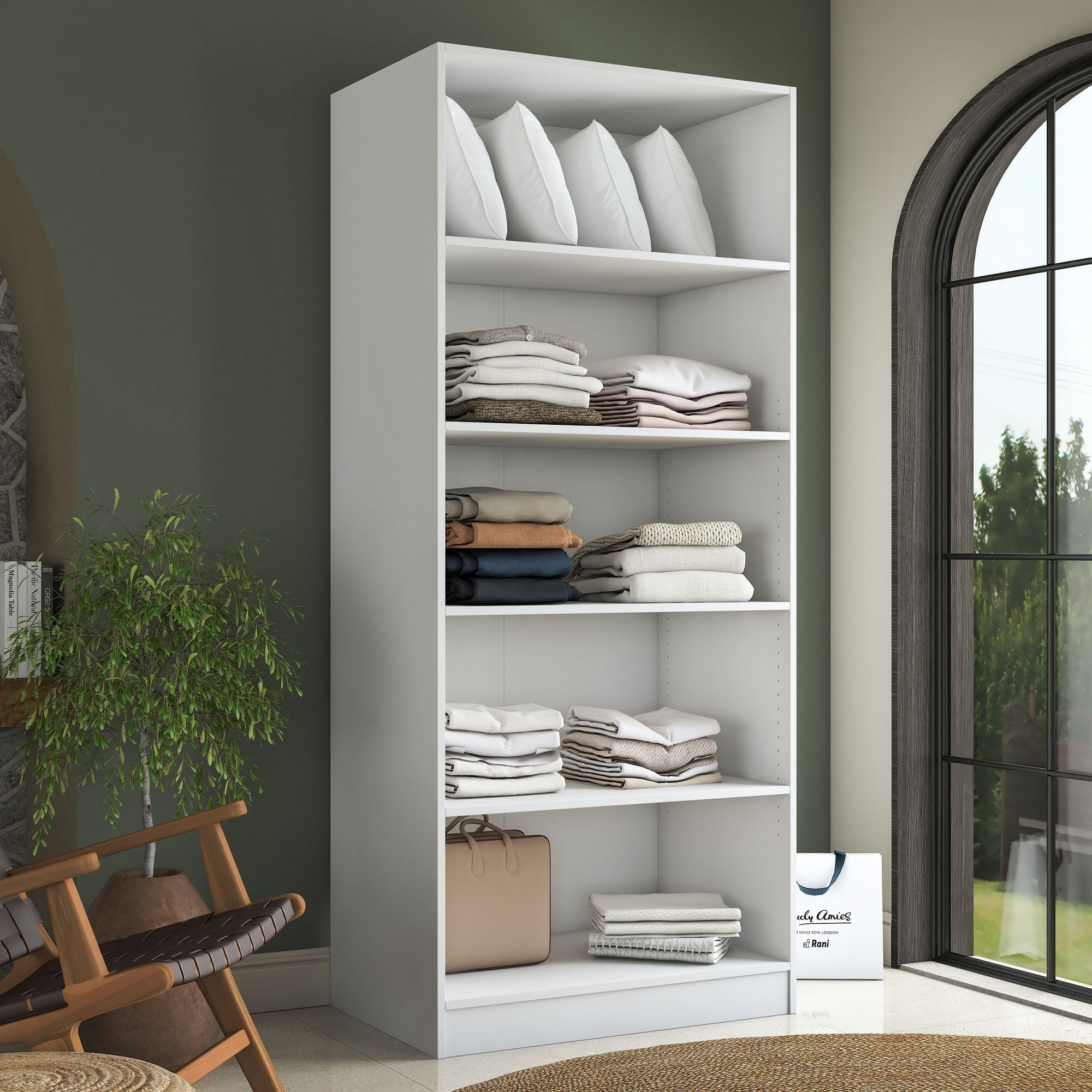 Dulap haine BA231, 90 x 210 x 57,5 cm, alb, PAL, spatiu de depozitare, fixare pe perete — imaginea 13