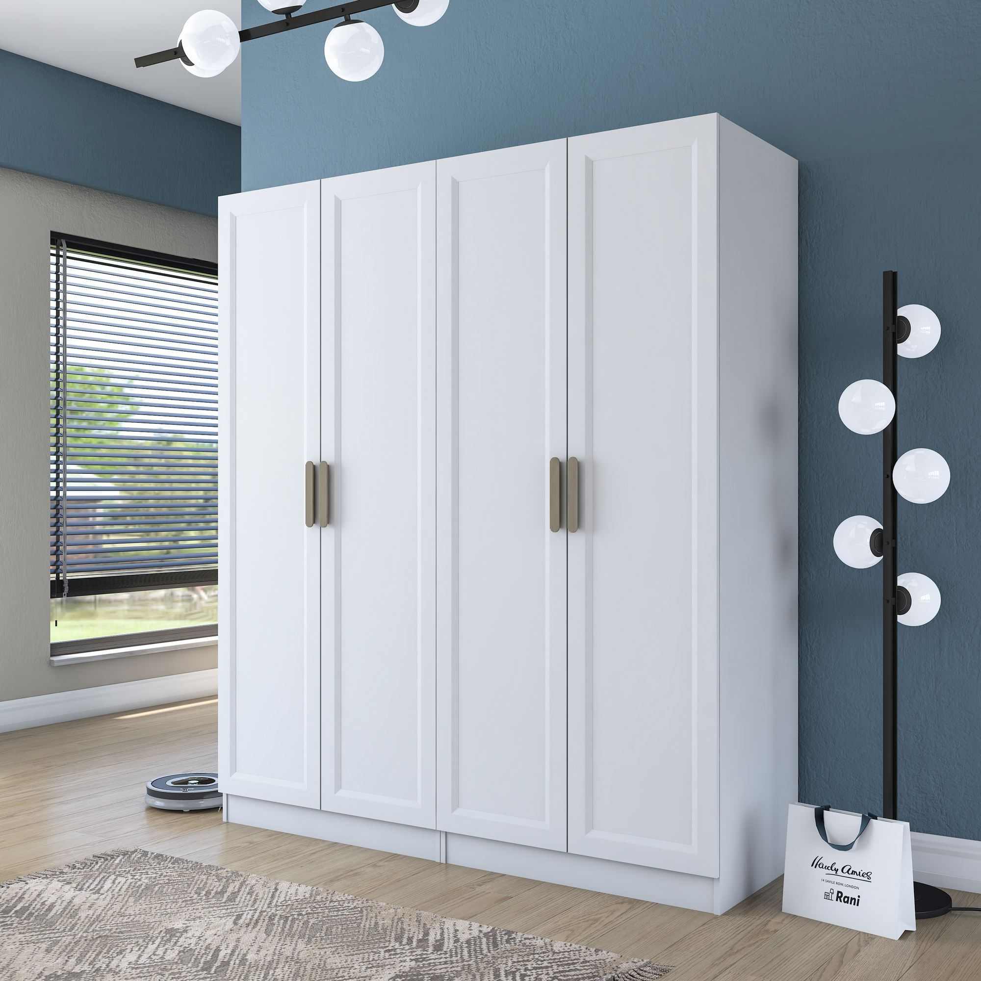 Dulap haine BA208, 180 x 210 x 57,5 cm, alb, PAL, spatiu de depozitare, fixare pe perete — imaginea 9