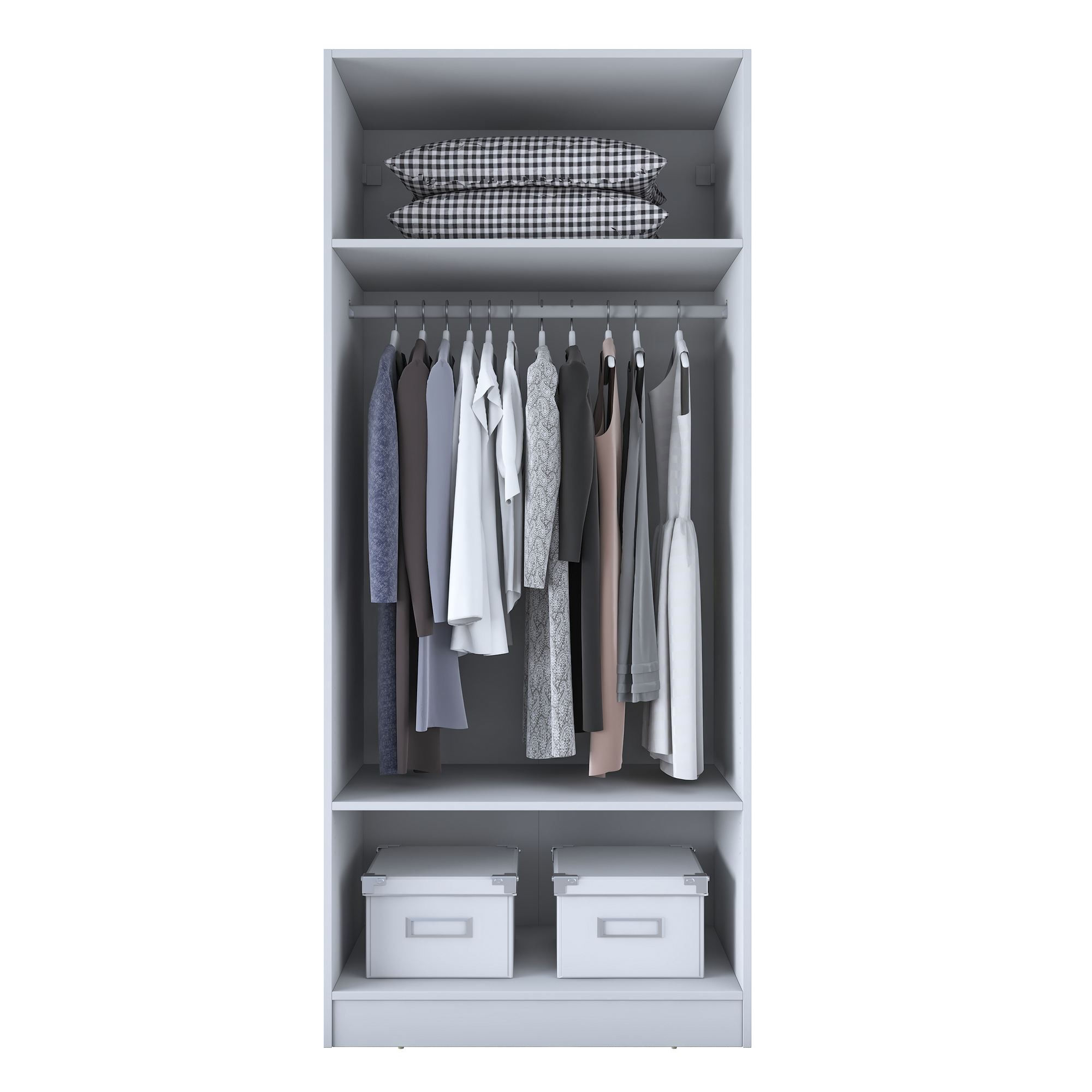 Dulap haine BA203, 90 x 210 x 57,5 cm, alb, PAL, spatiu de depozitare, fixare pe perete — imaginea 2