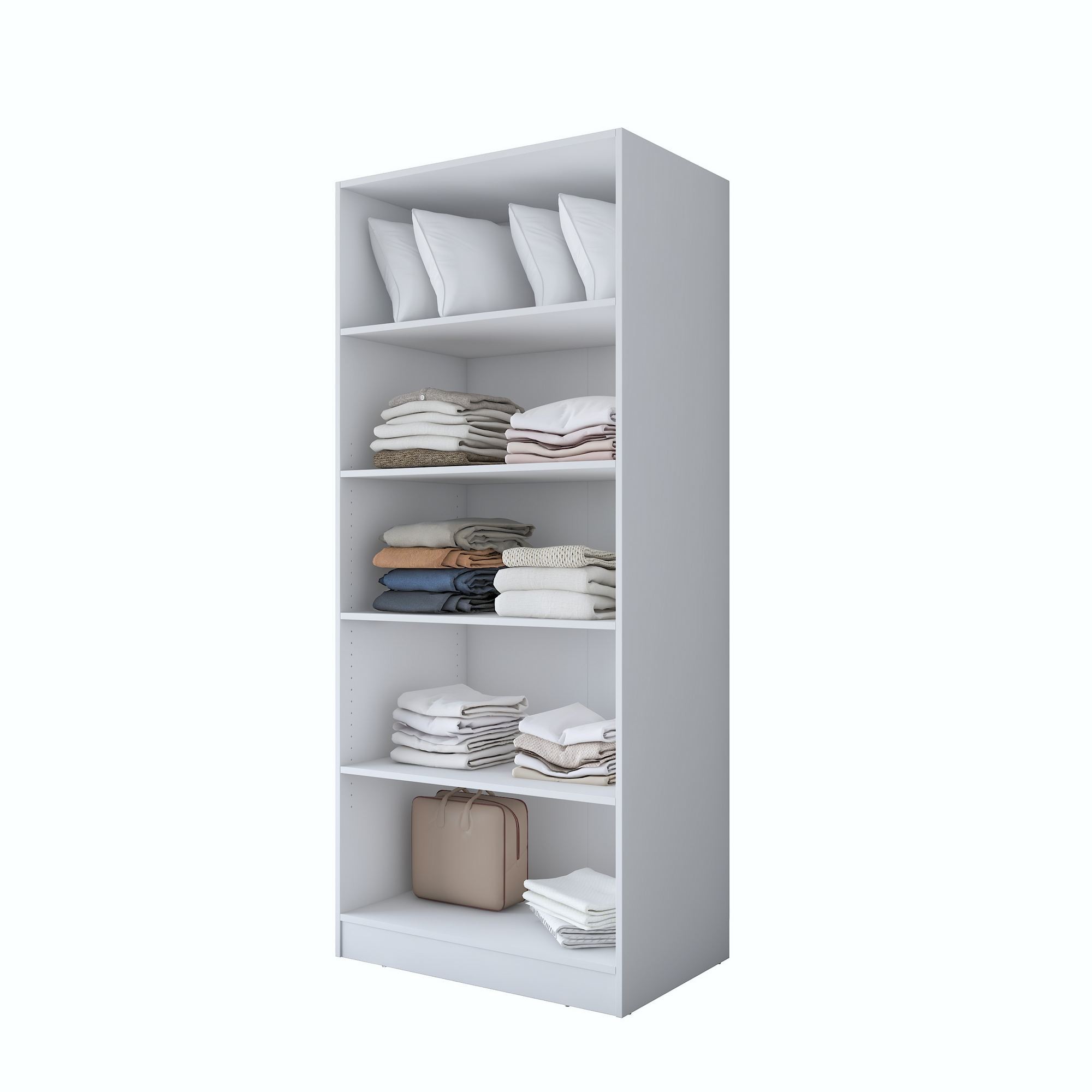 Dulap haine BA188, 90 x 210 x 57,5 cm, alb, PAL, spatiu de depozitare, fixare pe perete — imaginea 2