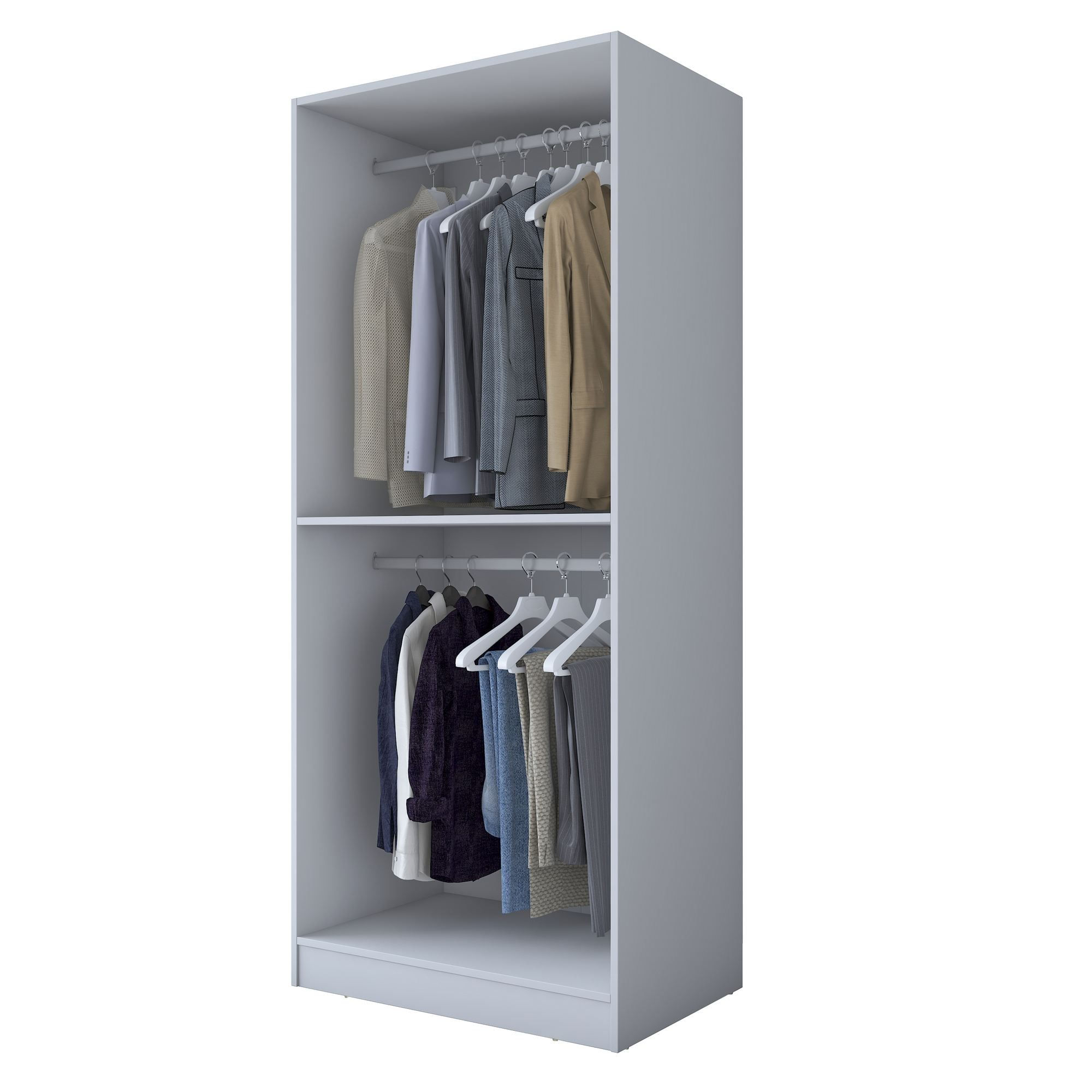Dulap haine BA201, 90 x 210 x 57,5 cm, alb, PAL, spatiu de depozitare, fixare pe perete — imaginea 4