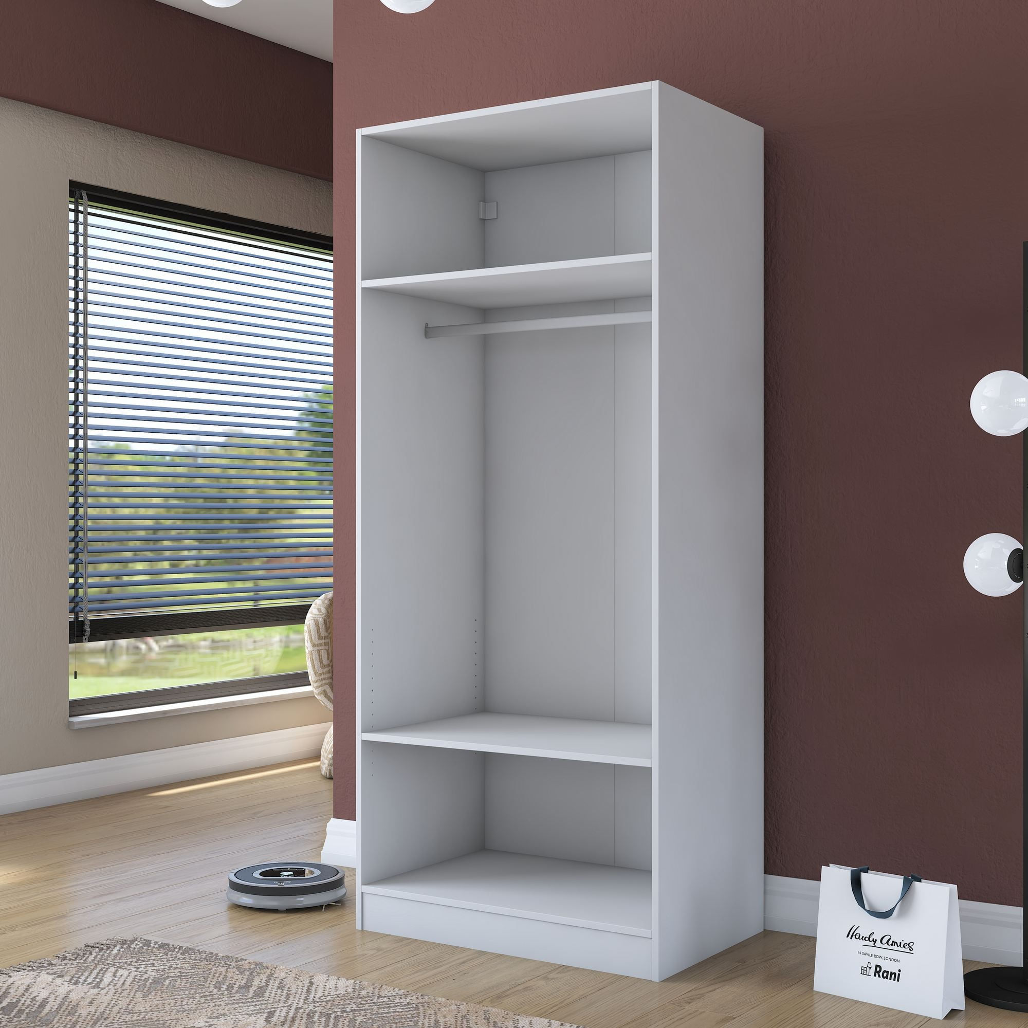 Dulap haine BA203, 90 x 210 x 57,5 cm, alb, PAL, spatiu de depozitare, fixare pe perete — imaginea 10