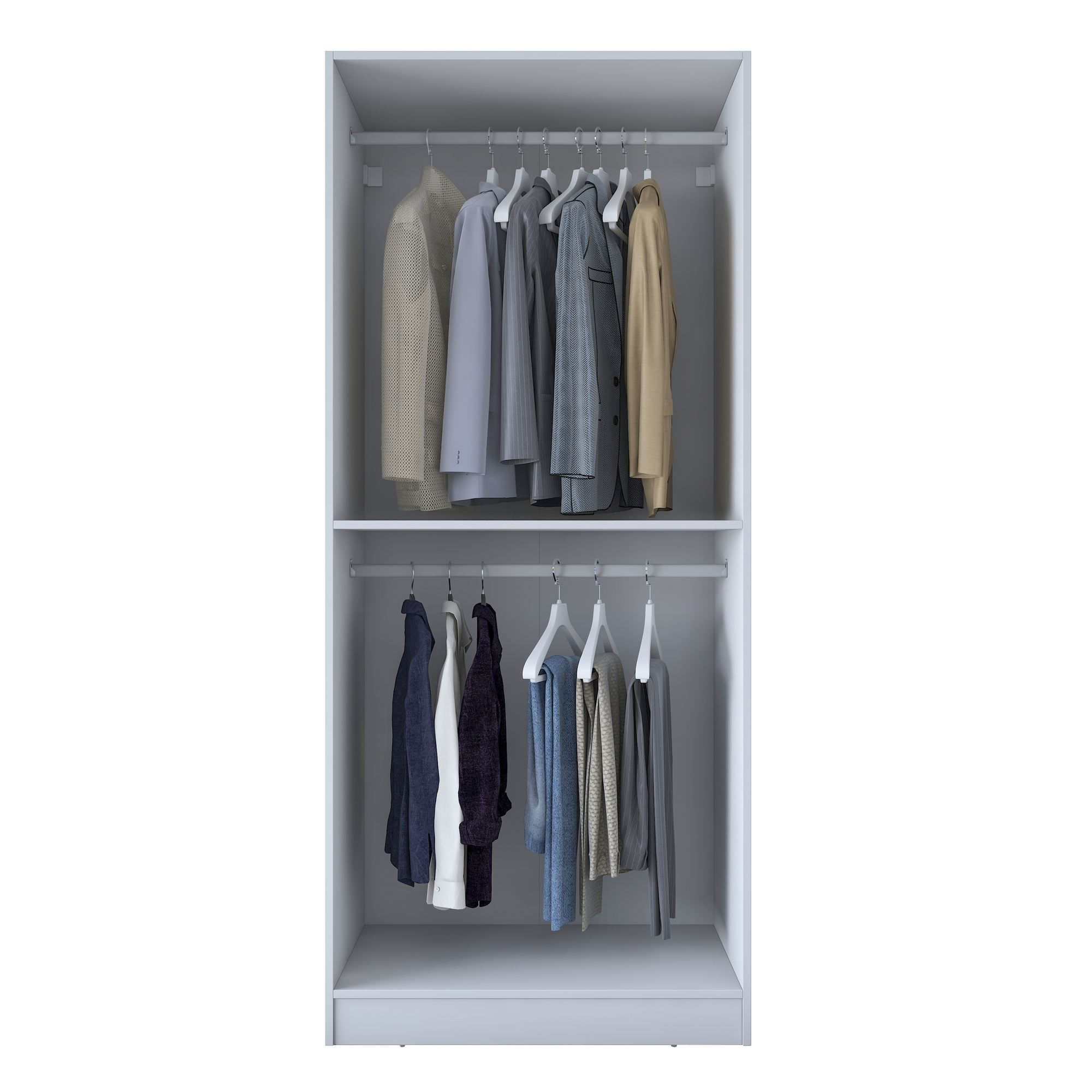 Dulap haine BA201, 90 x 210 x 57,5 cm, alb, PAL, spatiu de depozitare, fixare pe perete — imaginea 5