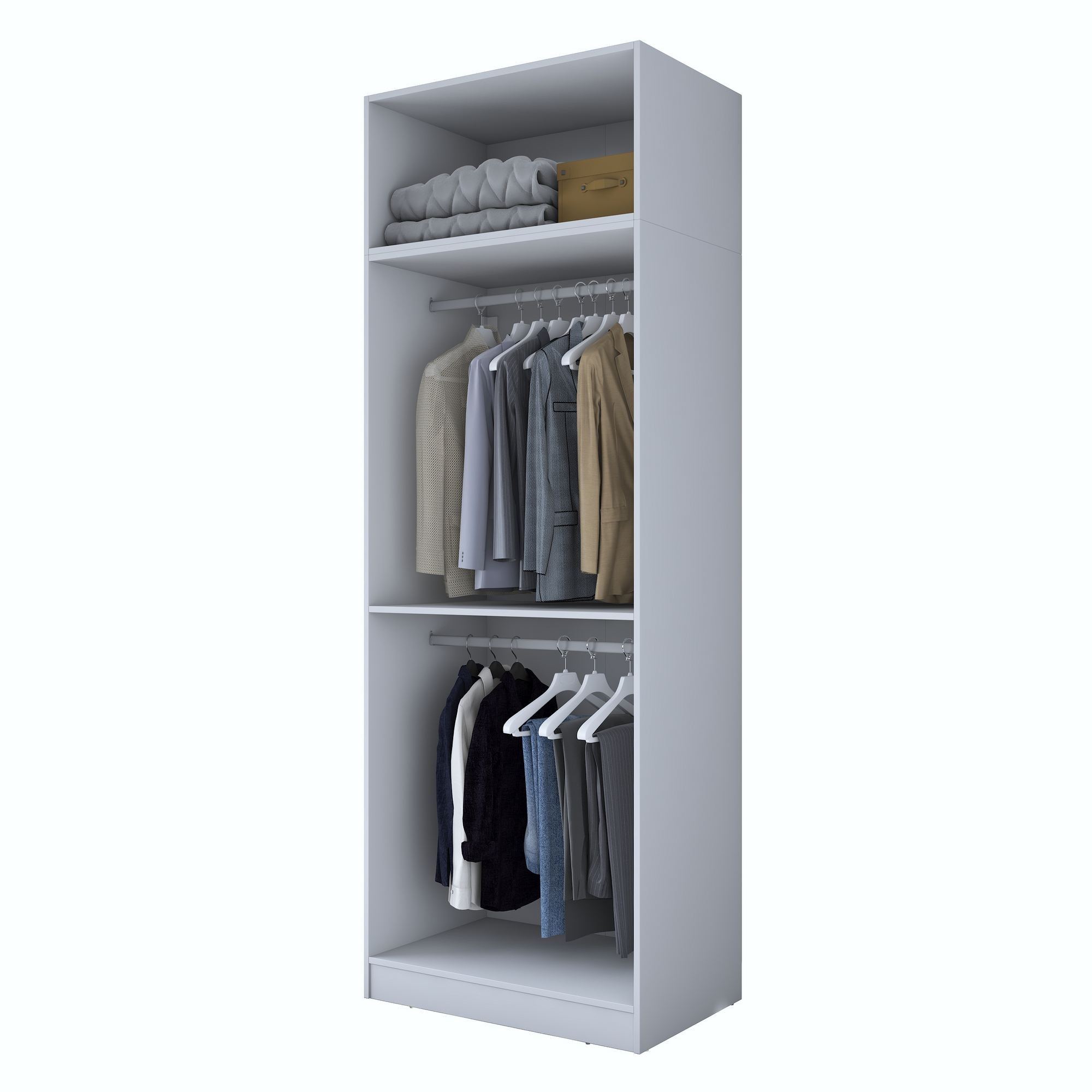 Dulap haine BA209, 90 x 255 x 57,5 cm, alb, PAL, spatiu de depozitare, fixare pe perete — imaginea 7