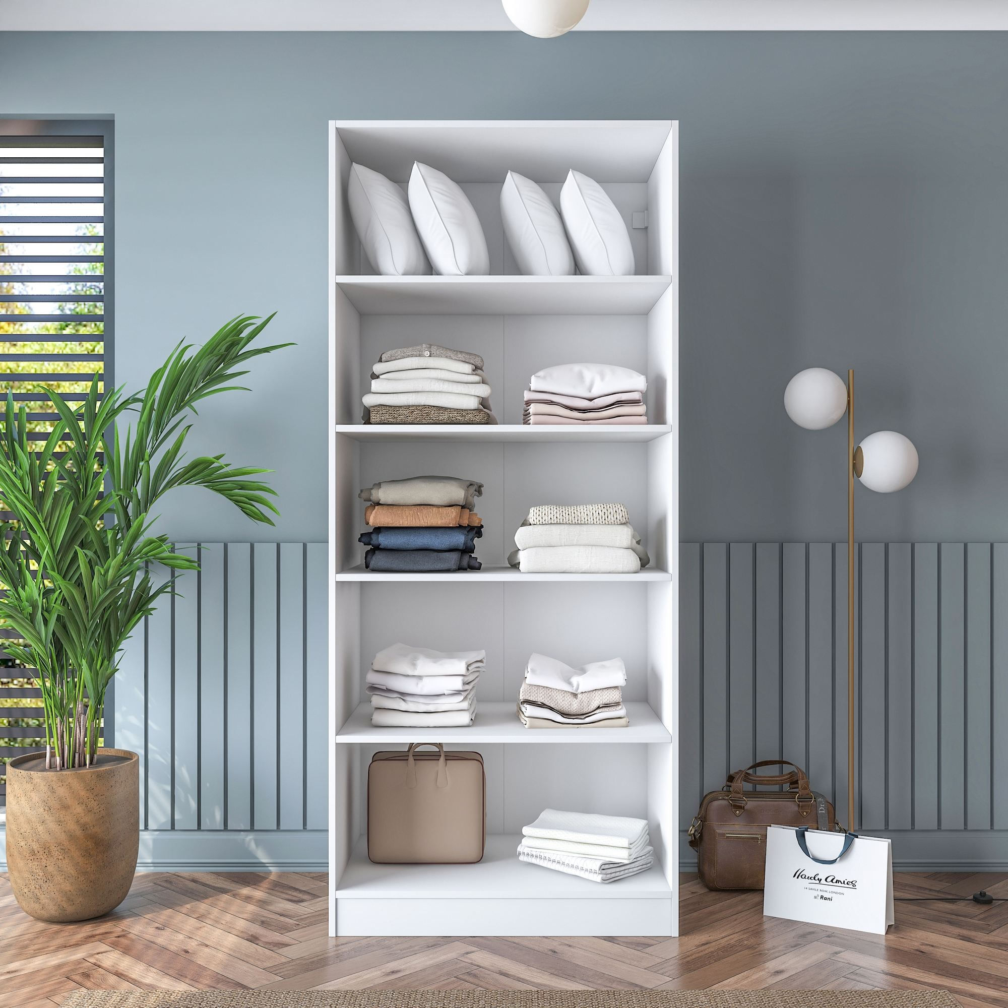 Dulap haine BA188, 90 x 210 x 57,5 cm, alb, PAL, spatiu de depozitare, fixare pe perete — imaginea 8
