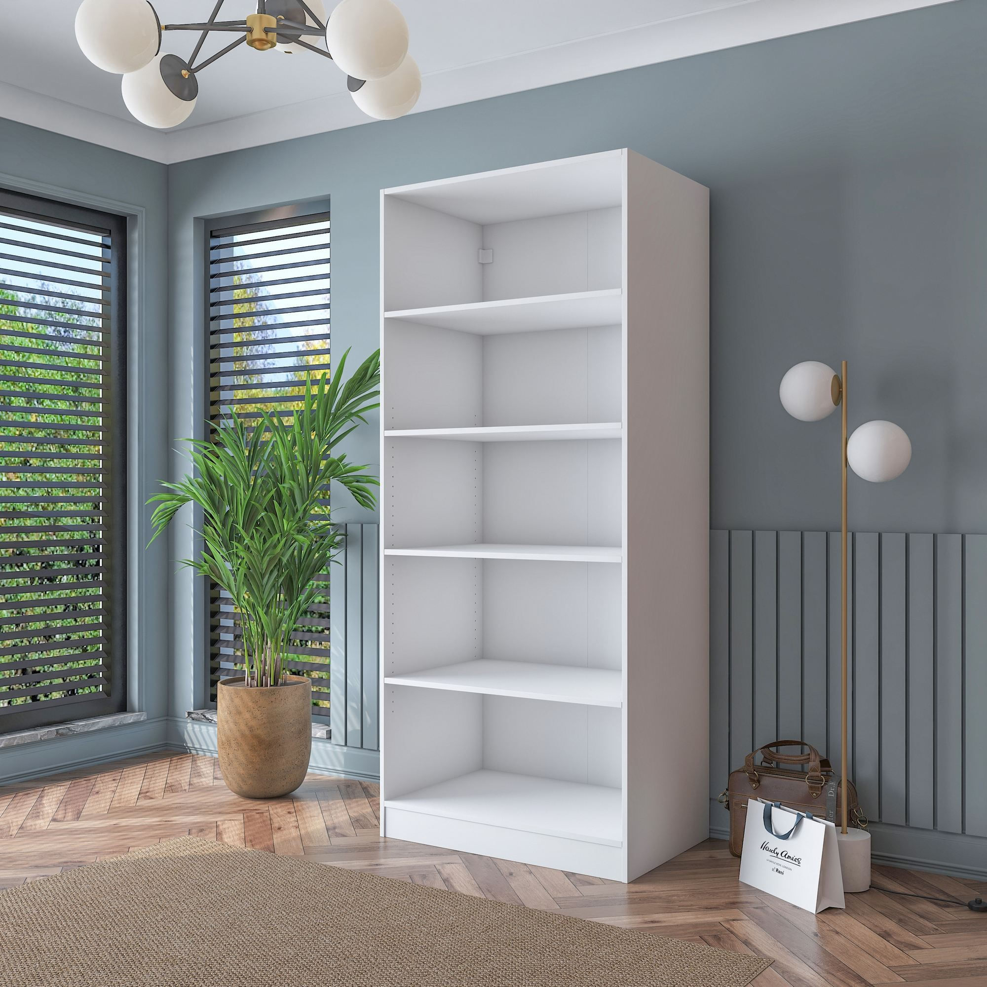 Dulap haine BA188, 90 x 210 x 57,5 cm, alb, PAL, spatiu de depozitare, fixare pe perete — imaginea 10