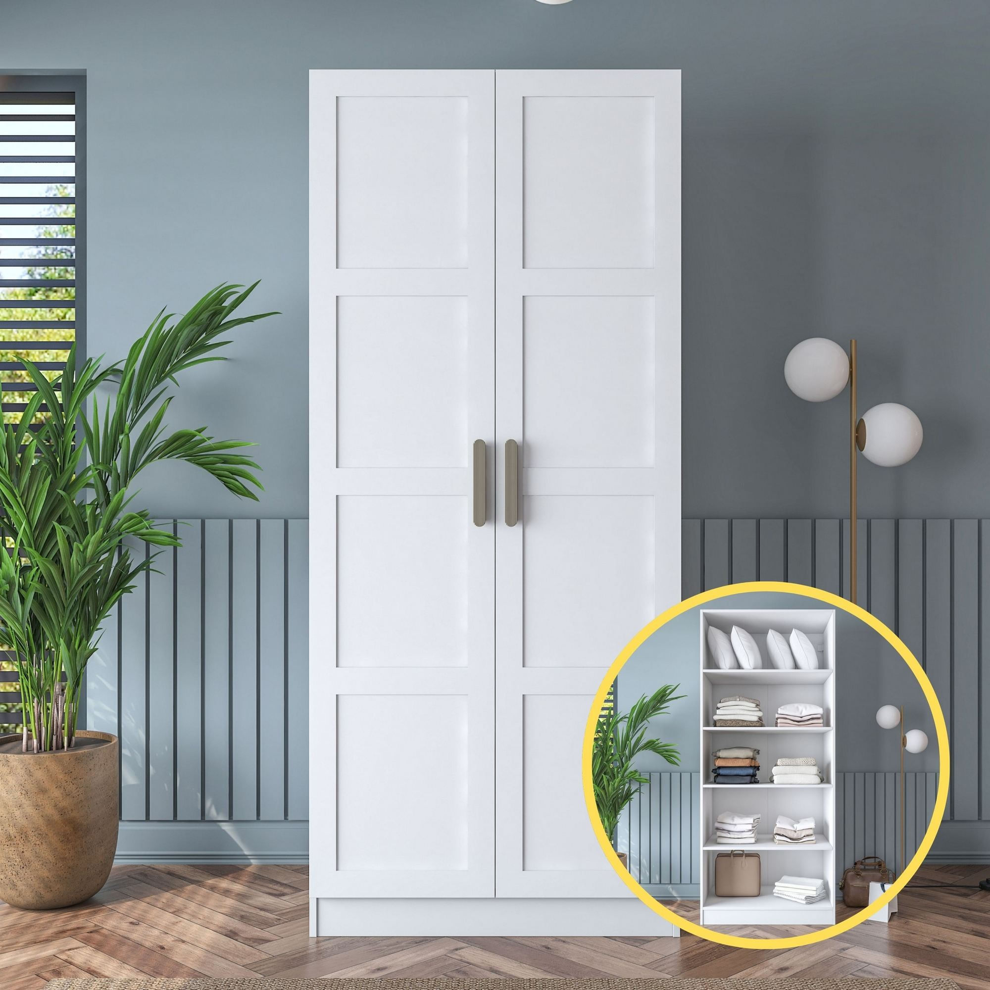 Dulap haine BA188, 90 x 210 x 57,5 cm, alb, PAL, spatiu de depozitare, fixare pe perete — imaginea 12