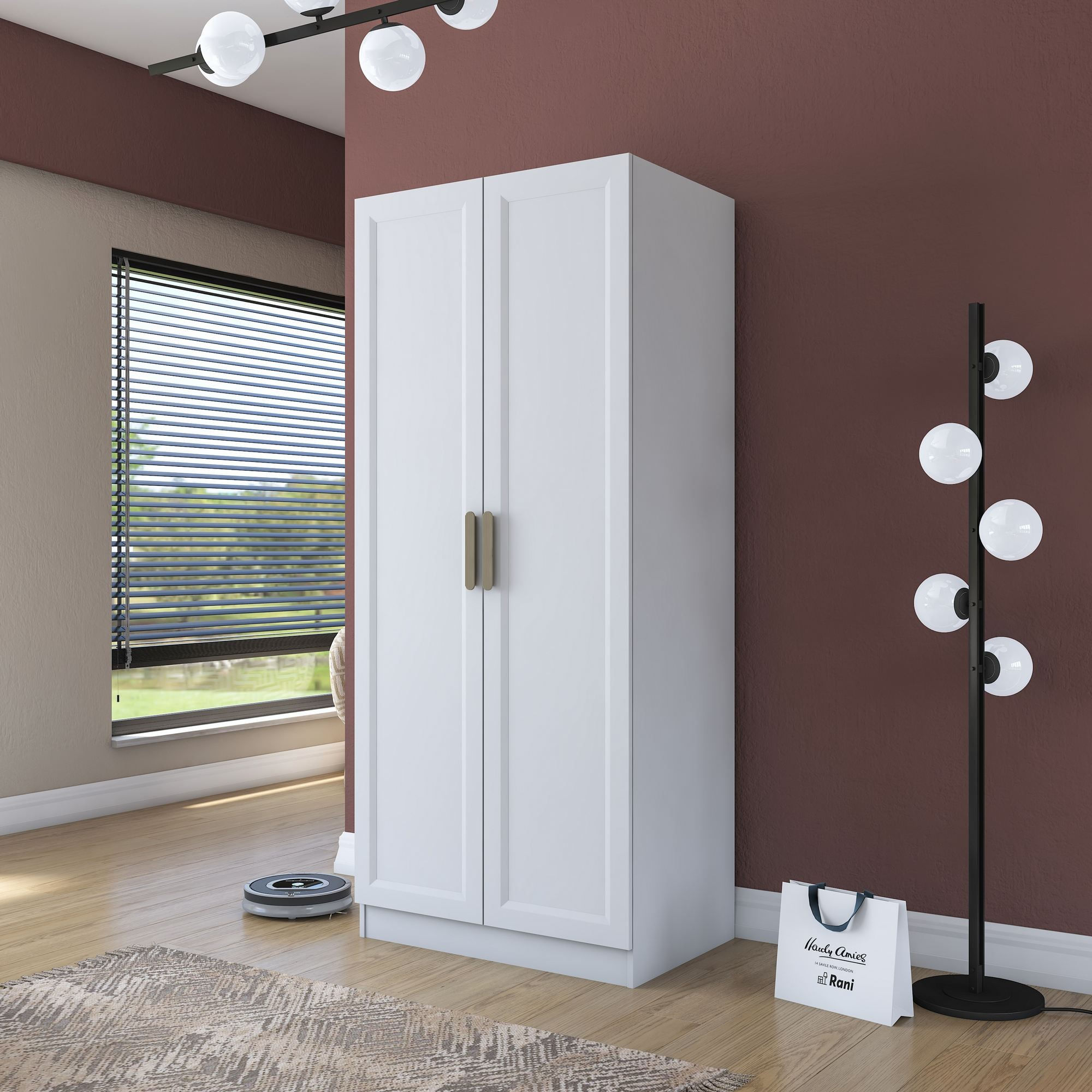 Dulap haine BA203, 90 x 210 x 57,5 cm, alb, PAL, spatiu de depozitare, fixare pe perete — imaginea 13