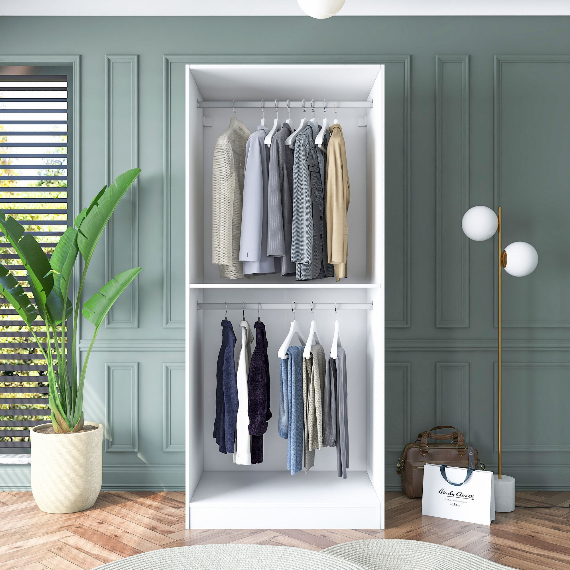 Dulap haine BA179, 90 x 210 x 57,5 cm, alb, PAL, spatiu de depozitare, fixare pe perete — imaginea 5