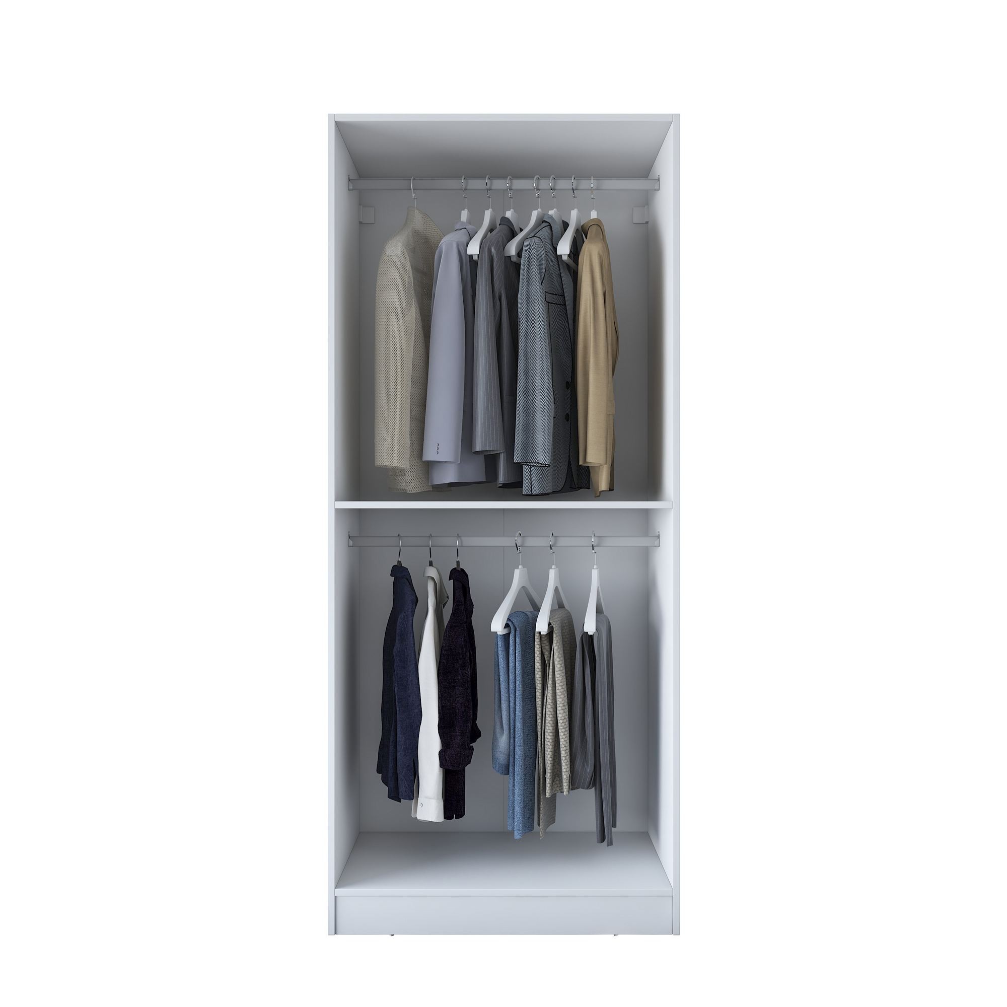 Dulap haine BA187, 90 x 210 x 57,5 cm, alb, PAL, spatiu de depozitare, fixare pe perete — imaginea 4