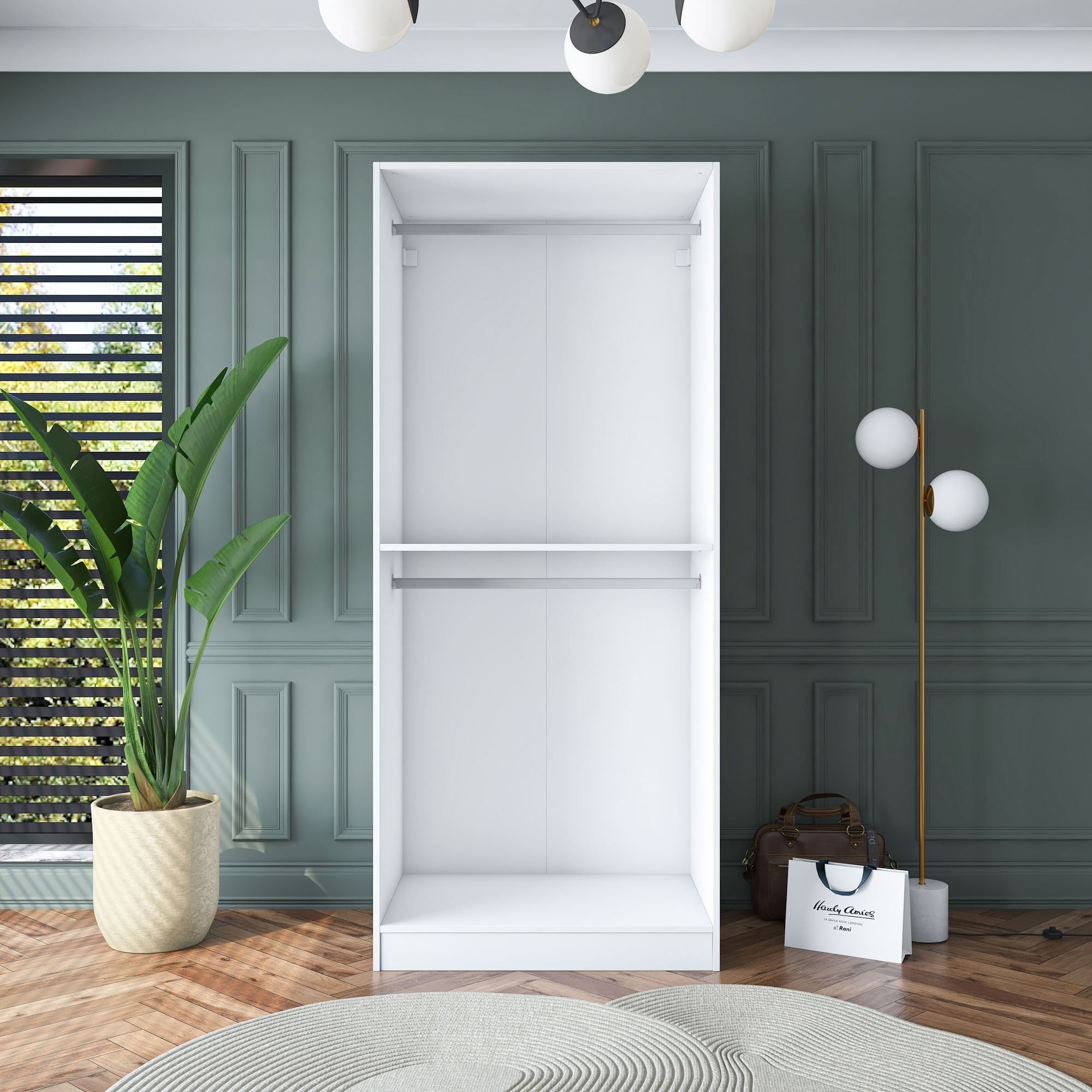 Dulap haine BA179, 90 x 210 x 57,5 cm, alb, PAL, spatiu de depozitare, fixare pe perete — imaginea 8