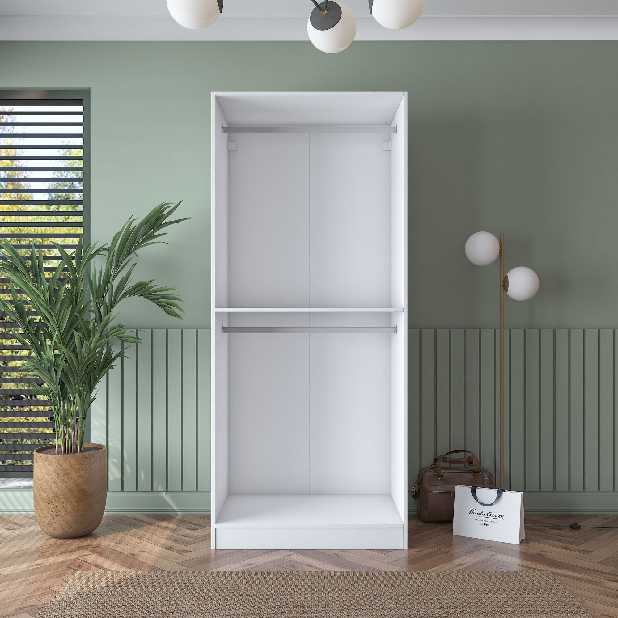 Dulap haine BA187, 90 x 210 x 57,5 cm, alb, PAL, spatiu de depozitare, fixare pe perete — imaginea 5