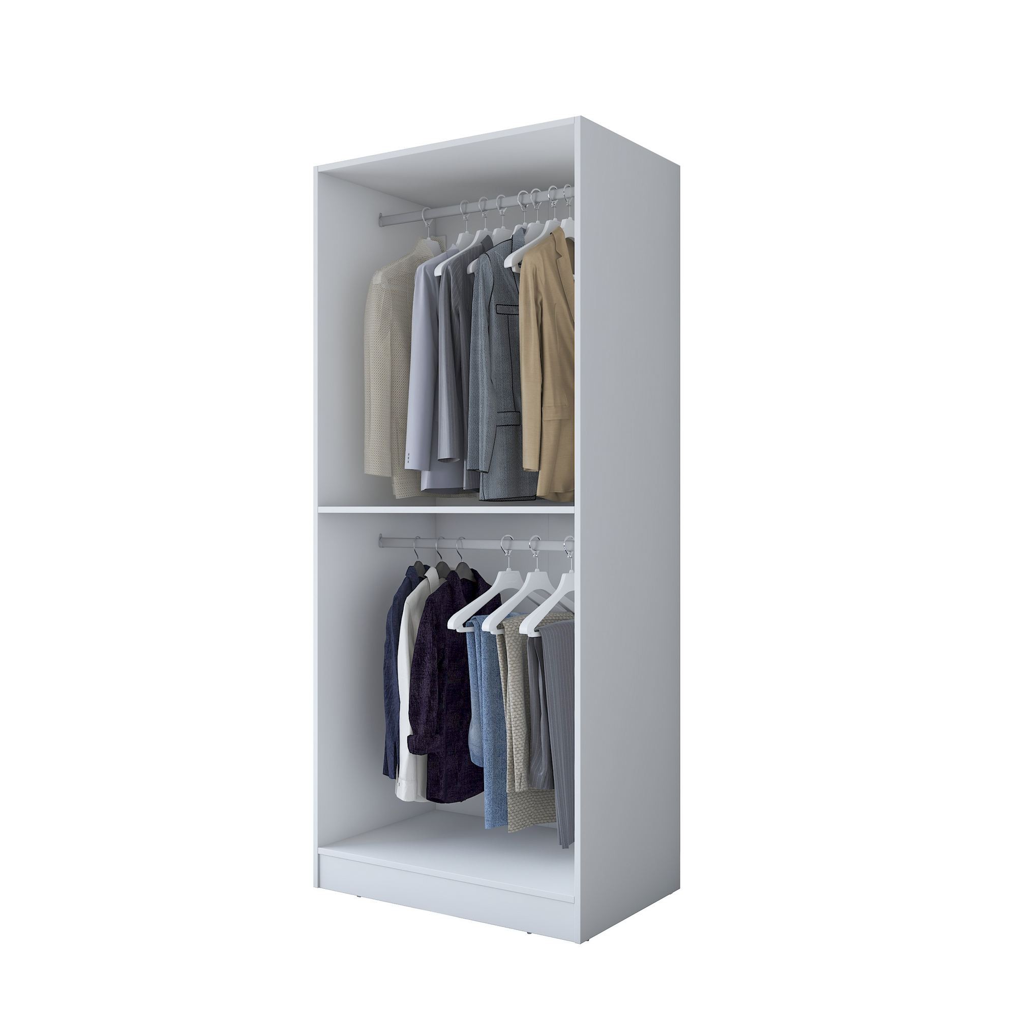 Dulap haine BA187, 90 x 210 x 57,5 cm, alb, PAL, spatiu de depozitare, fixare pe perete — imaginea 6