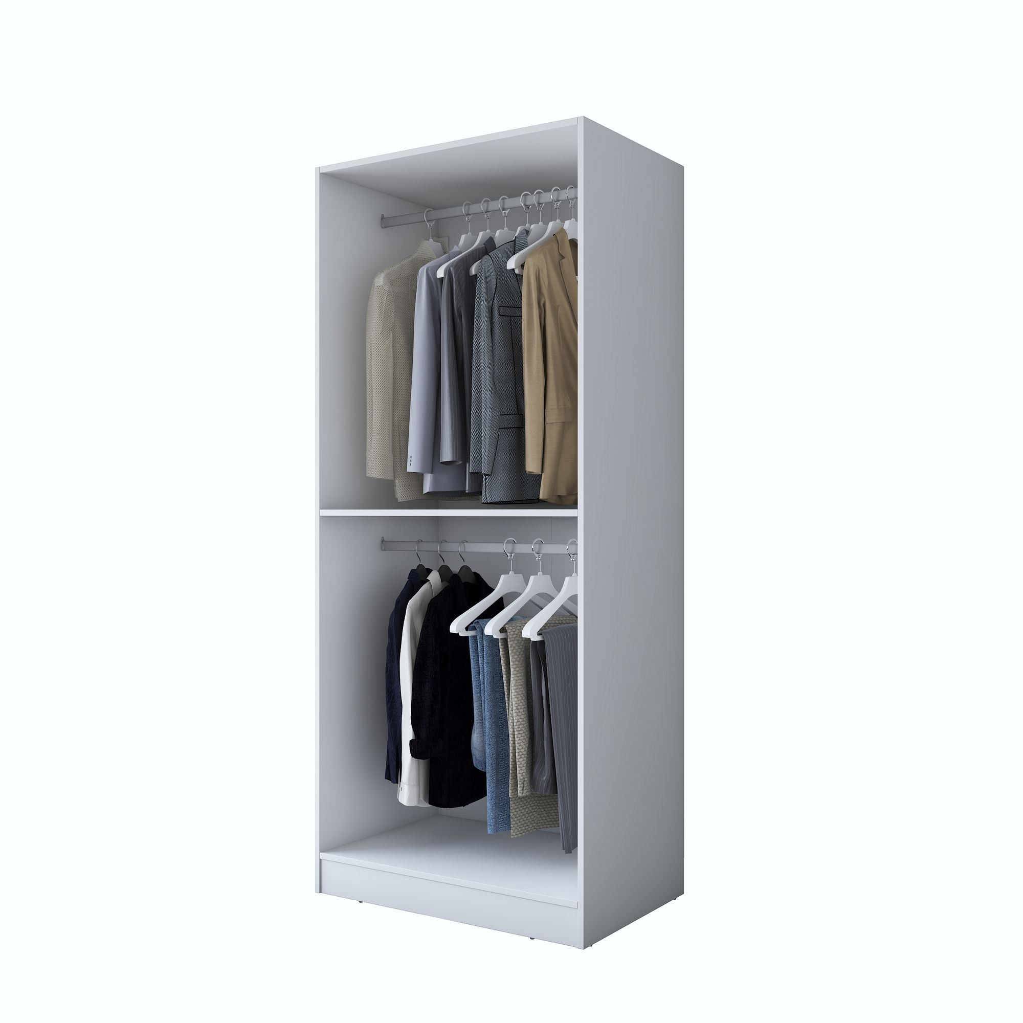 Dulap haine BA179, 90 x 210 x 57,5 cm, alb, PAL, spatiu de depozitare, fixare pe perete — imaginea 9