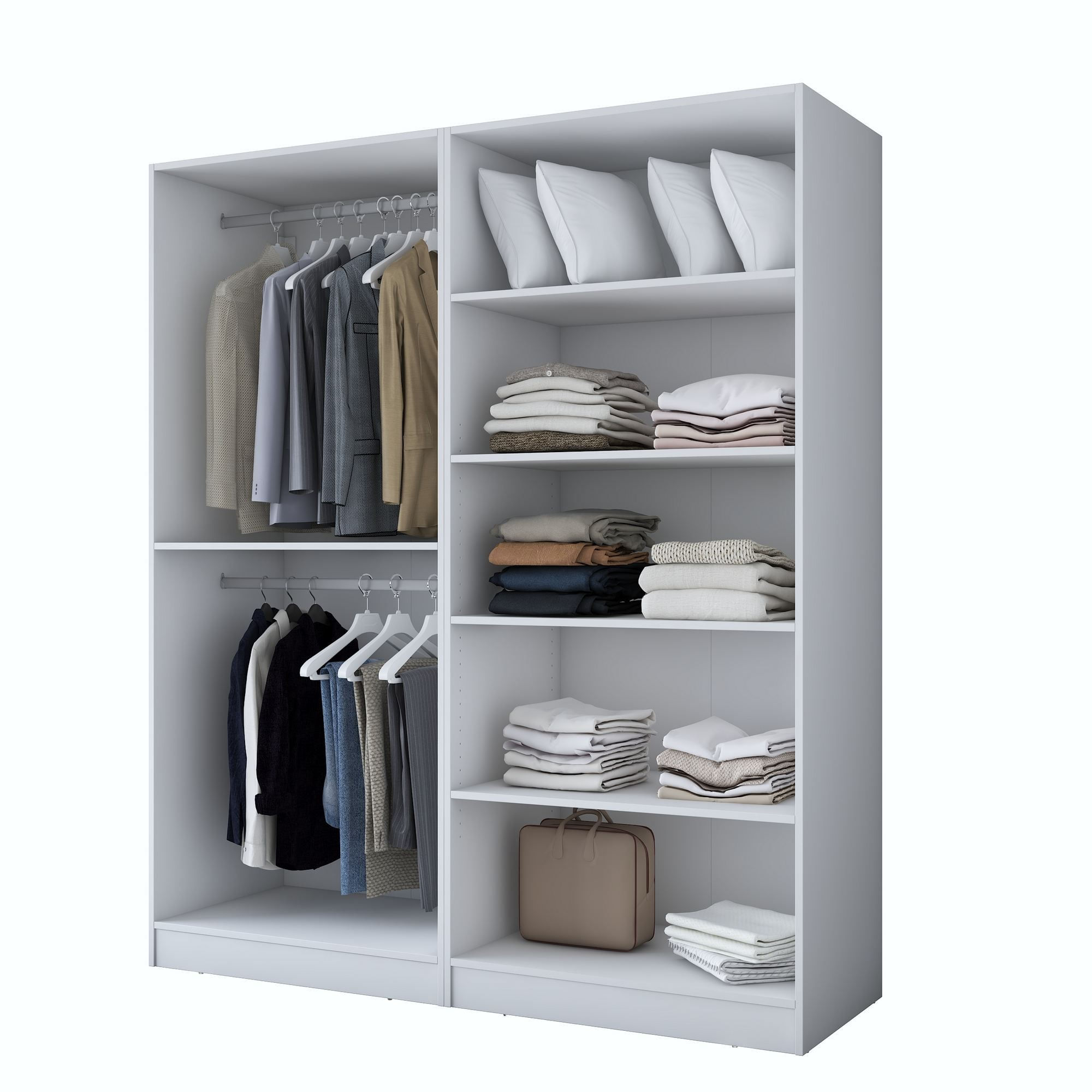 Dulap haine BA186, 180 x 210 x 57,5 cm, alb, PAL, spatiu de depozitare, fixare pe perete — imaginea 2