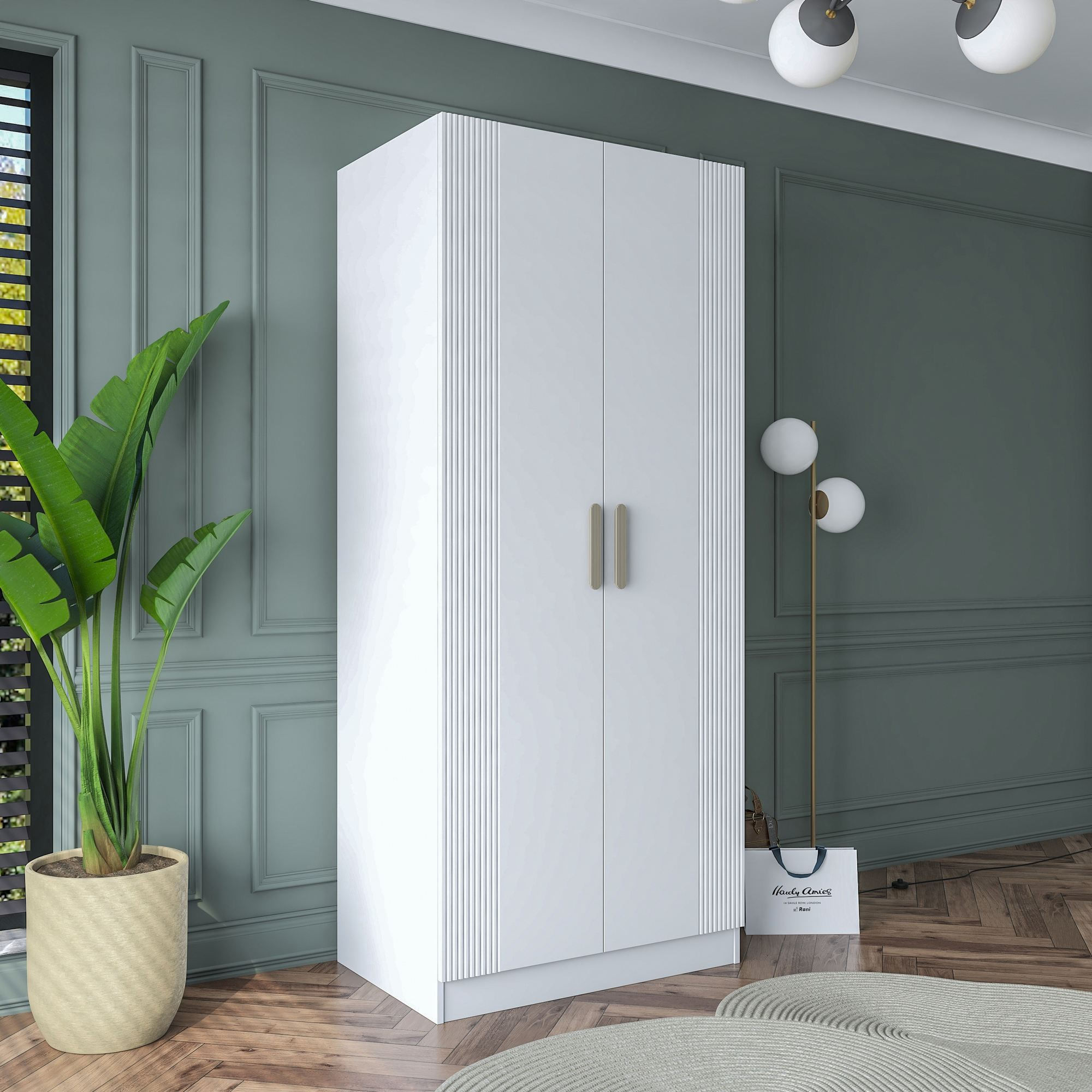 Dulap haine BA179, 90 x 210 x 57,5 cm, alb, PAL, spatiu de depozitare, fixare pe perete — imaginea 12