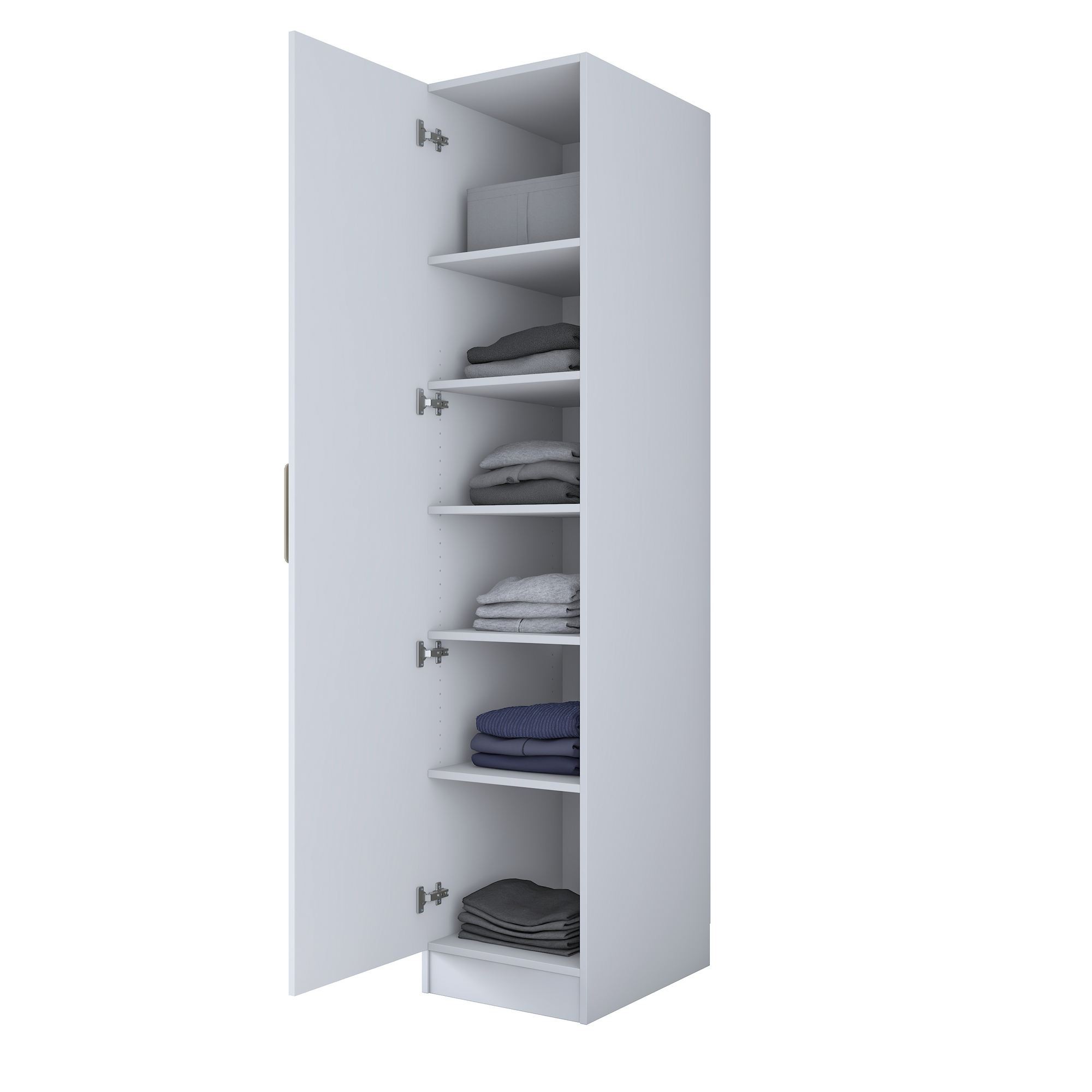 Dulap haine BA204, 45 x 210 x 45 cm, alb, PAL, spatiu de depozitare, fixare pe perete — imaginea 7