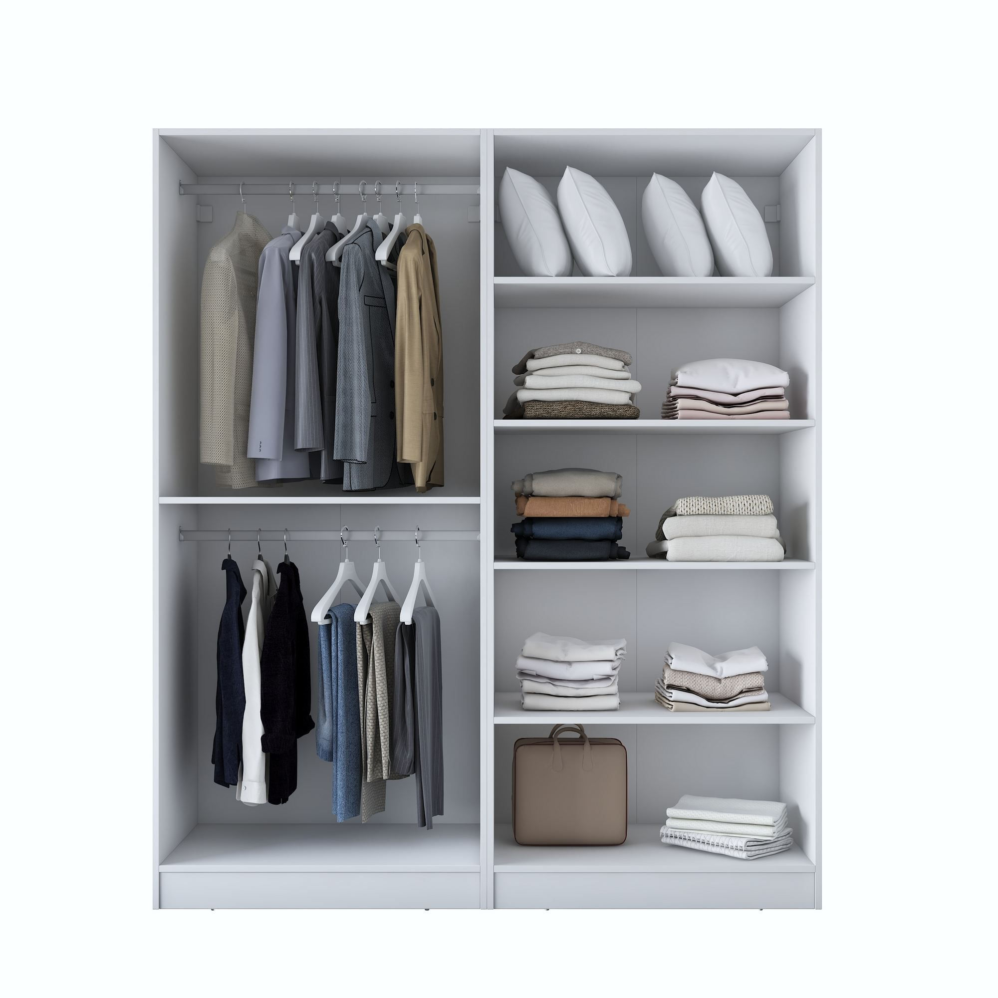 Dulap haine BA186, 180 x 210 x 57,5 cm, alb, PAL, spatiu de depozitare, fixare pe perete — imaginea 5
