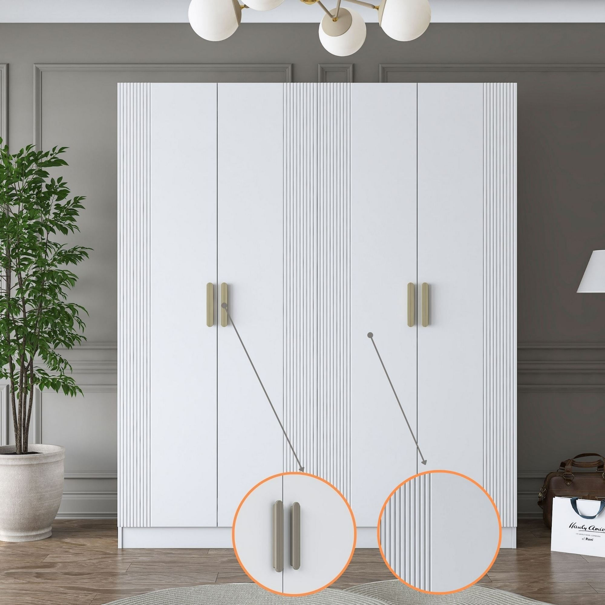 Dulap haine BA186, 180 x 210 x 57,5 cm, alb, PAL, spatiu de depozitare, fixare pe perete — imaginea 9