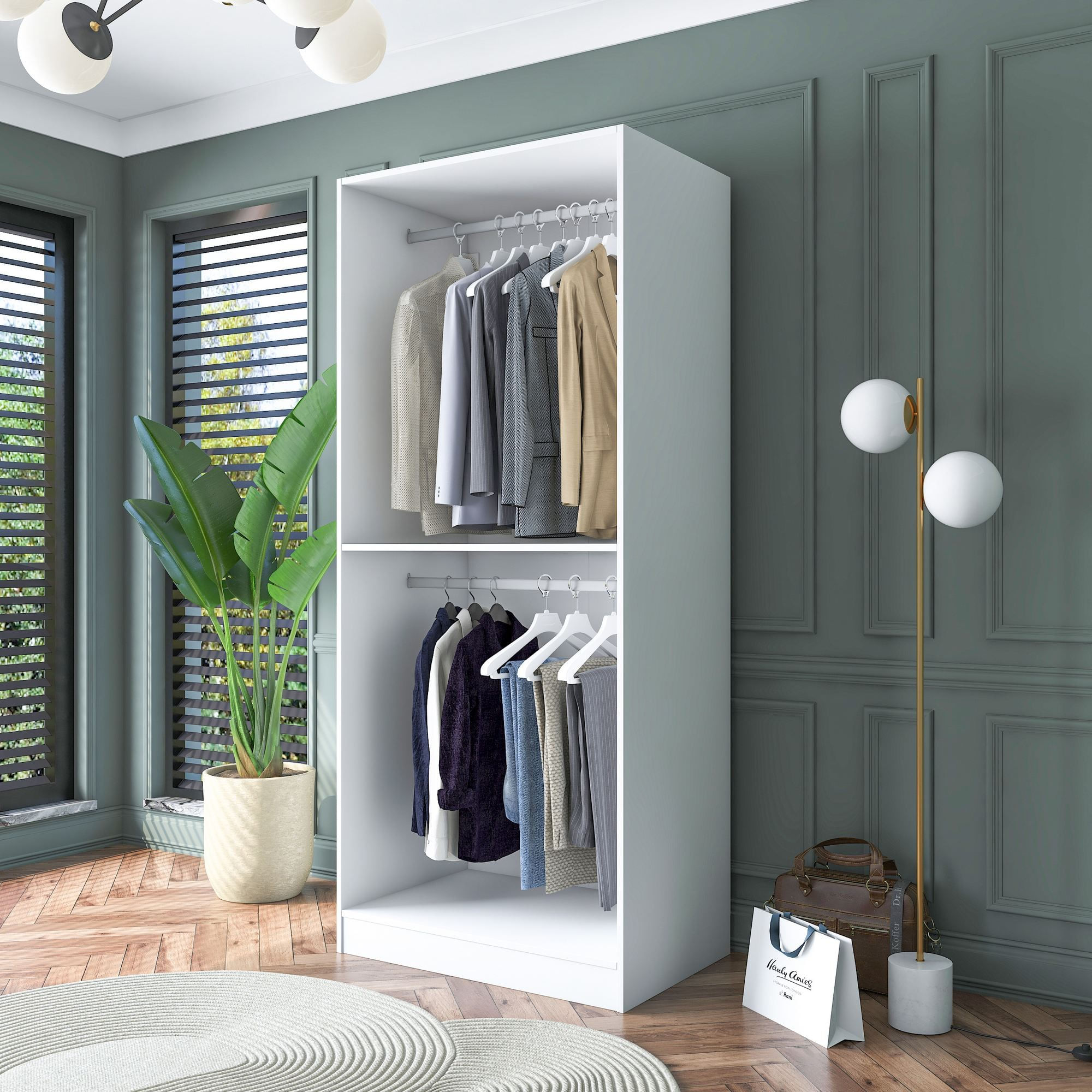 Dulap haine BA179, 90 x 210 x 57,5 cm, alb, PAL, spatiu de depozitare, fixare pe perete — imaginea 13
