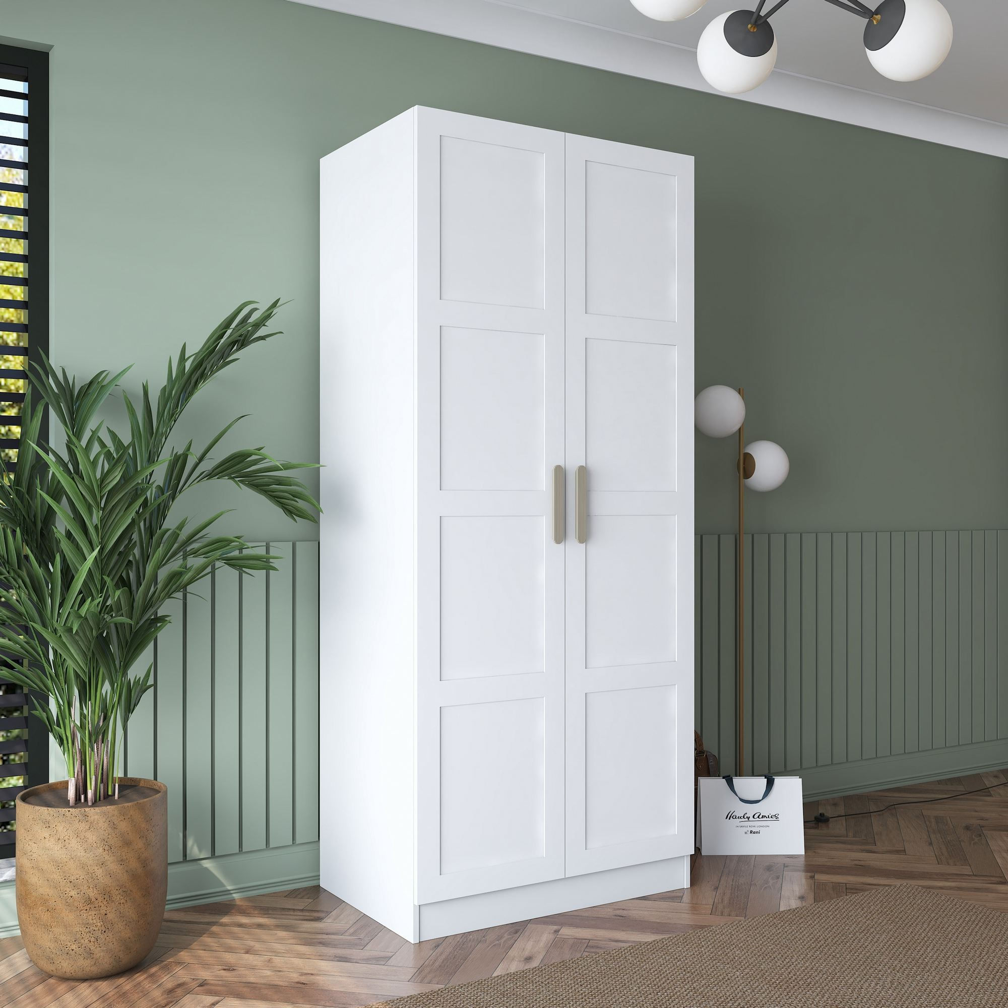 Dulap haine BA187, 90 x 210 x 57,5 cm, alb, PAL, spatiu de depozitare, fixare pe perete — imaginea 12