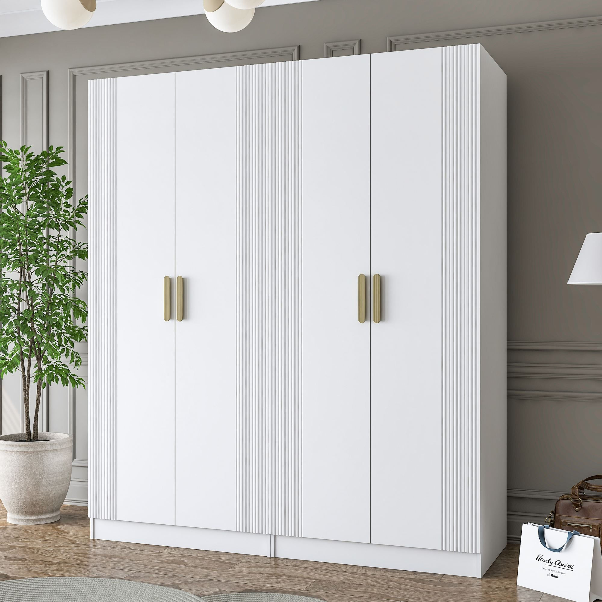 Dulap haine BA186, 180 x 210 x 57,5 cm, alb, PAL, spatiu de depozitare, fixare pe perete — imaginea 10