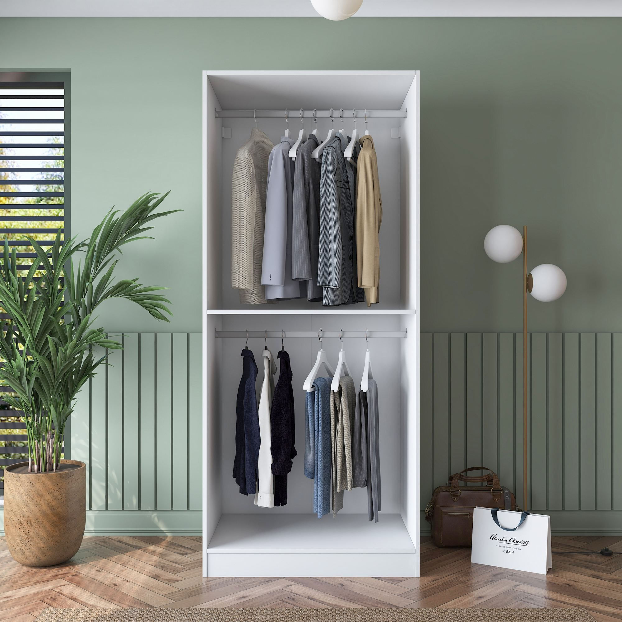 Dulap haine BA187, 90 x 210 x 57,5 cm, alb, PAL, spatiu de depozitare, fixare pe perete — imaginea 13