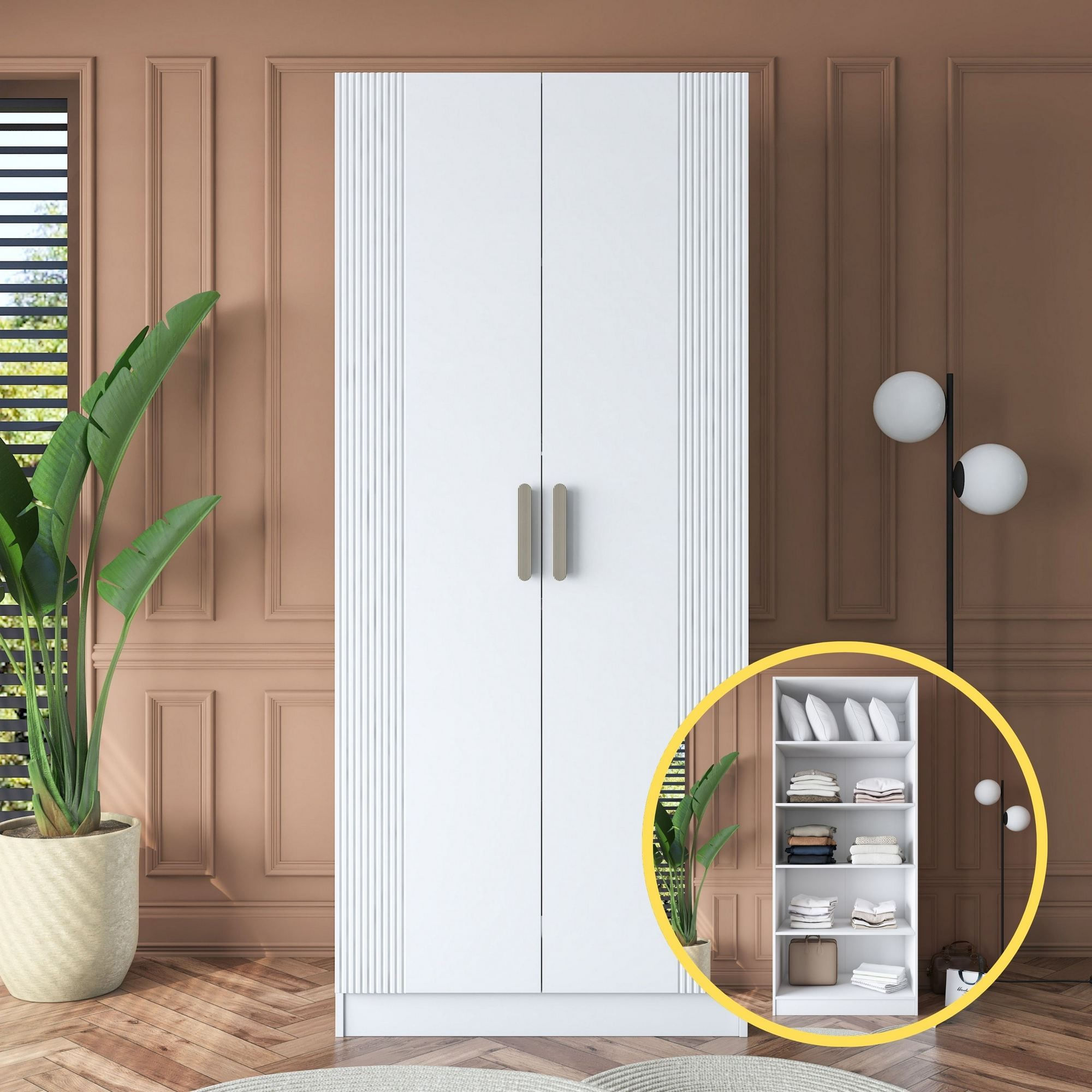Dulap haine BA180, 90 x 210 x 57,5 cm, alb, PAL, spatiu de depozitare, fixare pe perete — imaginea 8
