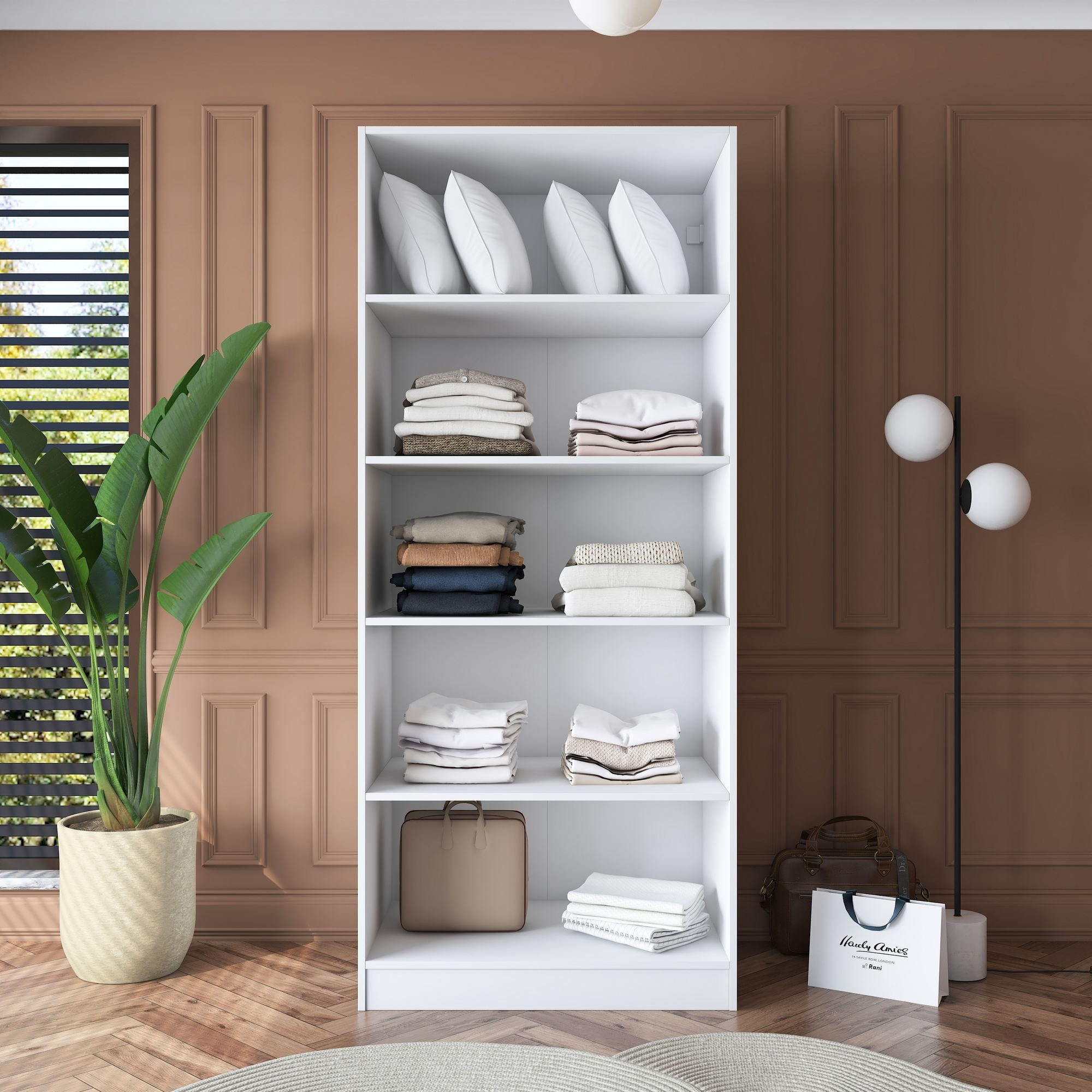 Dulap haine BA180, 90 x 210 x 57,5 cm, alb, PAL, spatiu de depozitare, fixare pe perete — imaginea 9