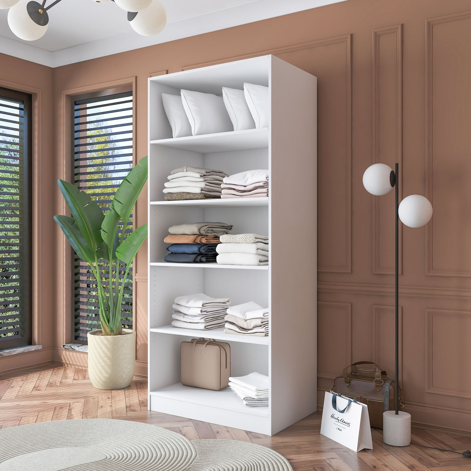 Dulap haine BA180, 90 x 210 x 57,5 cm, alb, PAL, spatiu de depozitare, fixare pe perete — imaginea 11