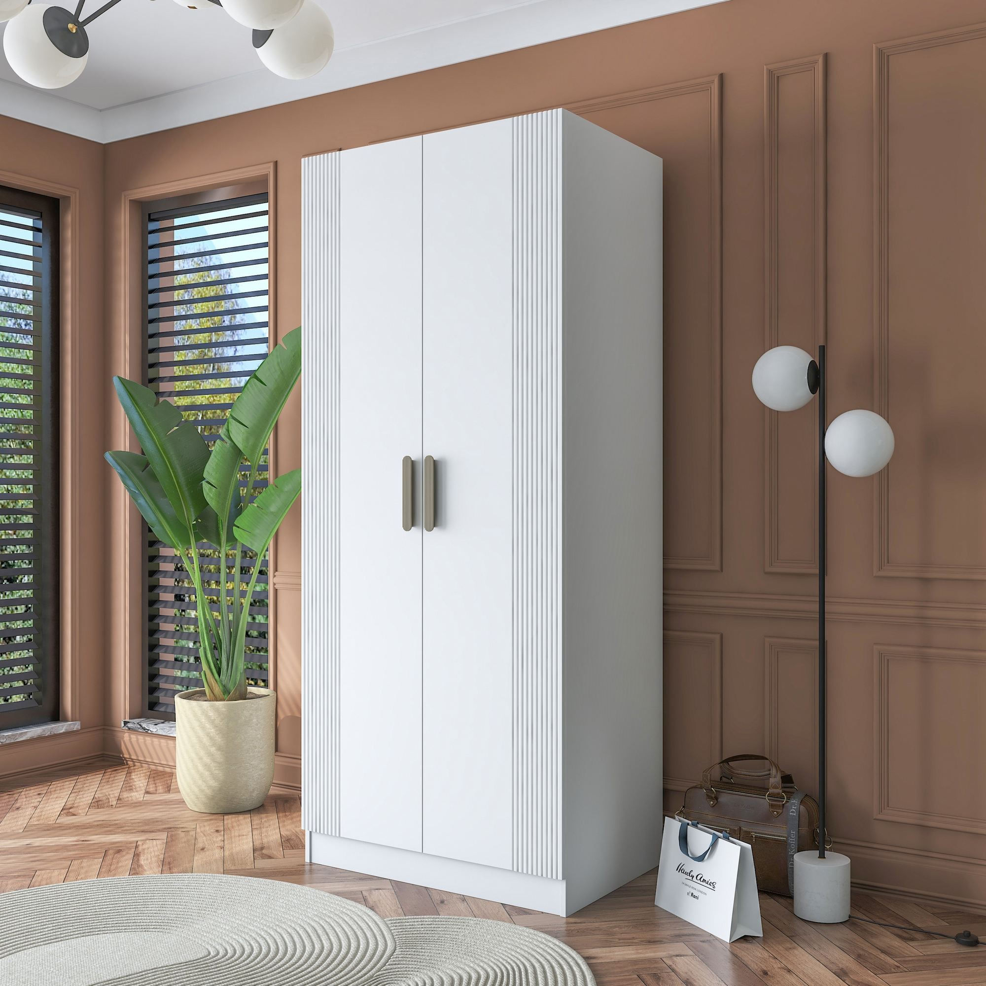 Dulap haine BA180, 90 x 210 x 57,5 cm, alb, PAL, spatiu de depozitare, fixare pe perete — imaginea 13