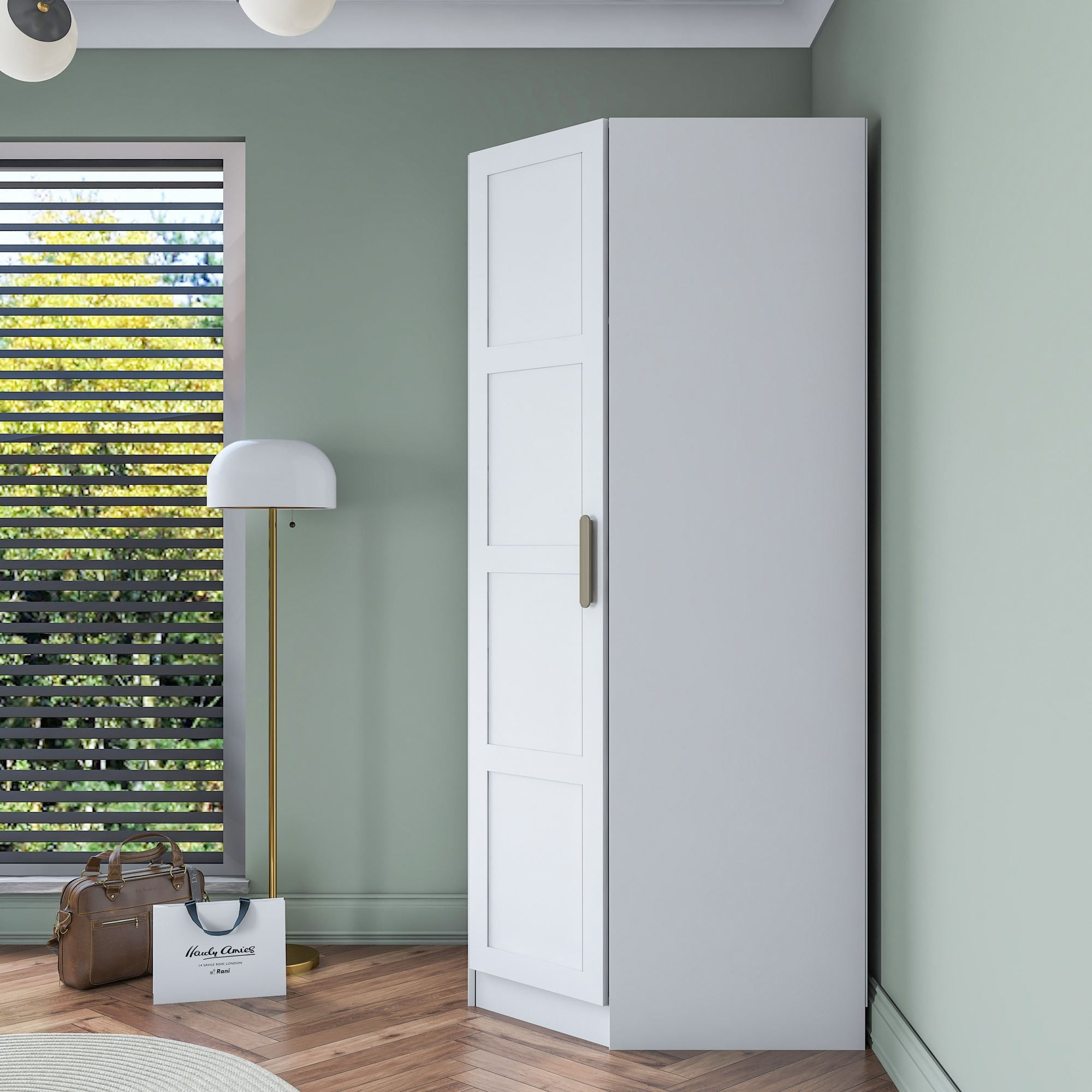 Dulap haine BA191, 91 x 210 x 57,5 cm, alb, PAL, spatiu de depozitare, fixare pe perete — imaginea 3