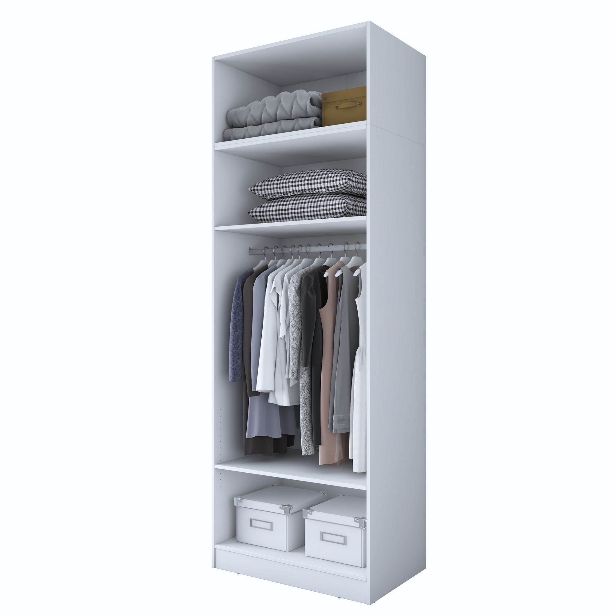 Dulap haine BA211, 90 x 255 x 57,5 cm, alb, PAL, spatiu de depozitare, fixare pe perete — imaginea 8