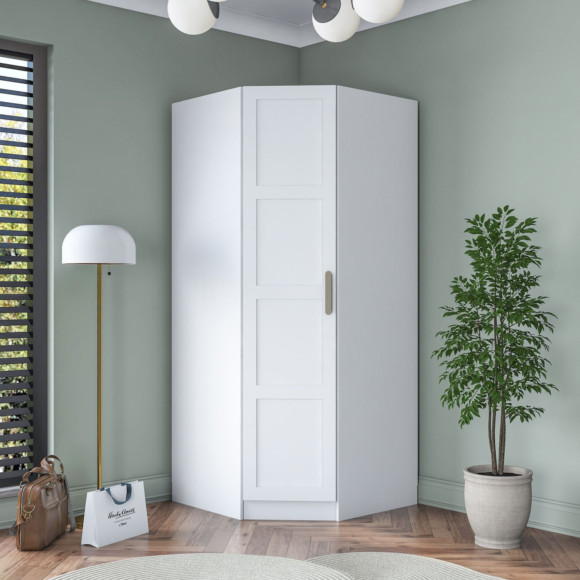Dulap haine BA191, 91 x 210 x 57,5 cm, alb, PAL, spatiu de depozitare, fixare pe perete — imaginea 9