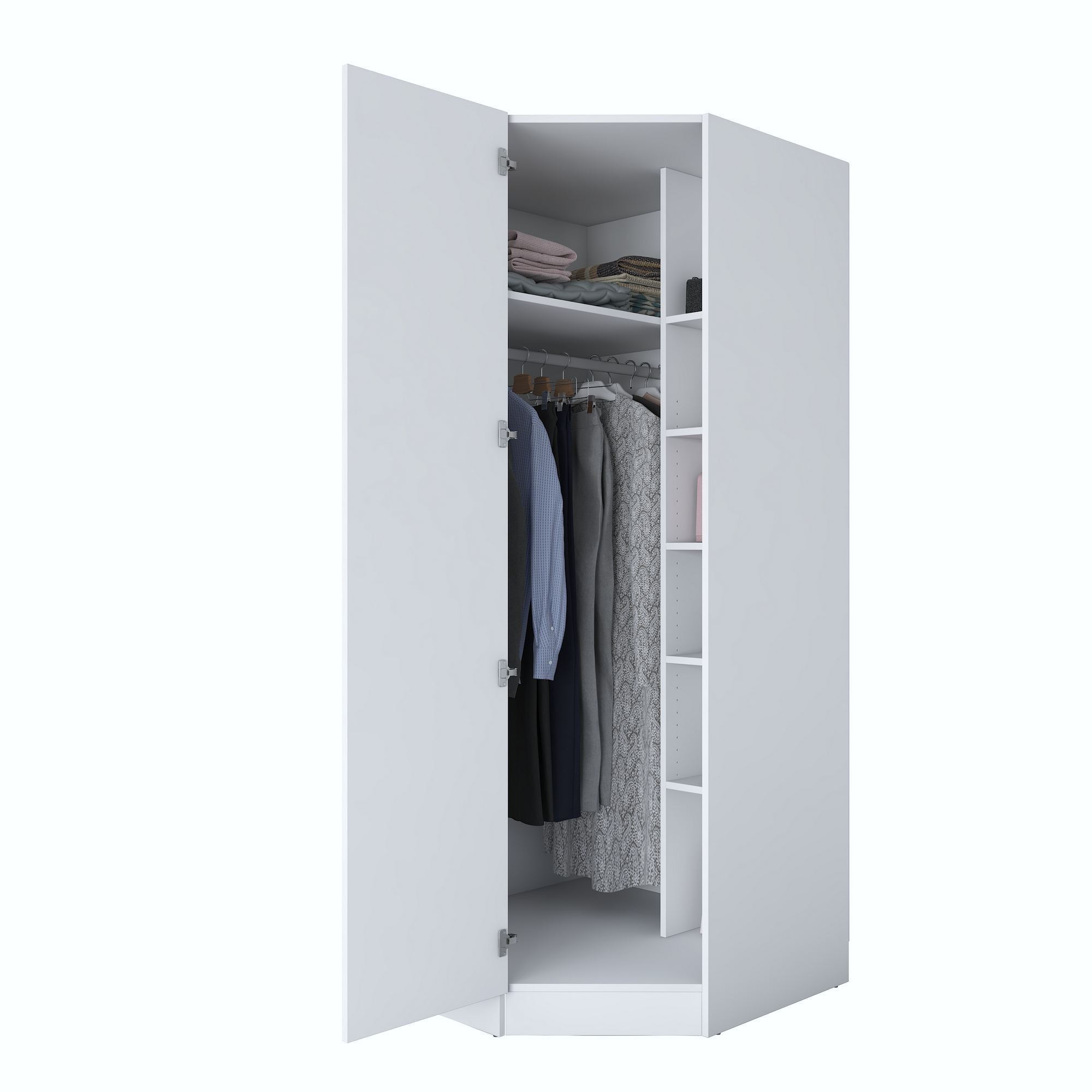 Dulap haine BA191, 91 x 210 x 57,5 cm, alb, PAL, spatiu de depozitare, fixare pe perete — imaginea 10