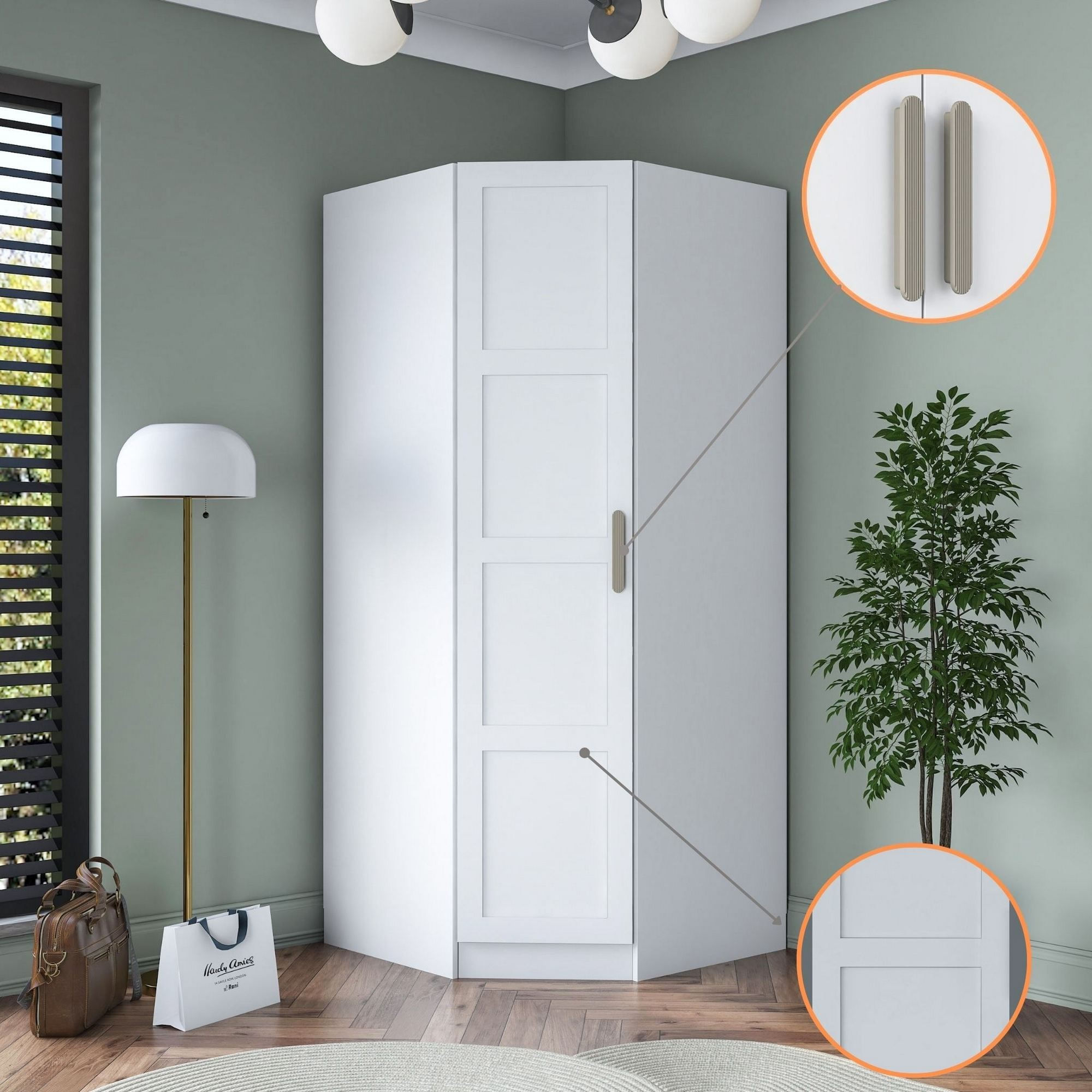 Dulap haine BA191, 91 x 210 x 57,5 cm, alb, PAL, spatiu de depozitare, fixare pe perete — imaginea 11