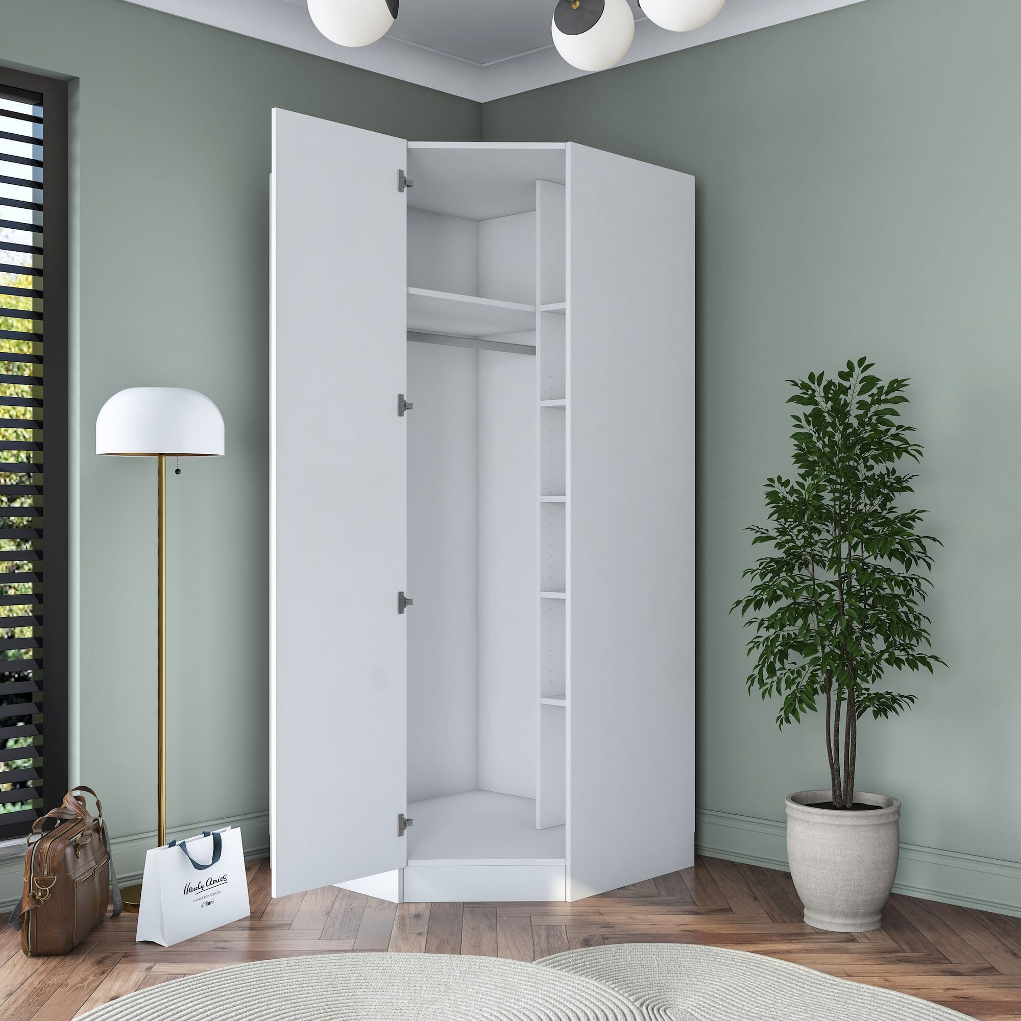 Dulap haine BA191, 91 x 210 x 57,5 cm, alb, PAL, spatiu de depozitare, fixare pe perete — imaginea 13