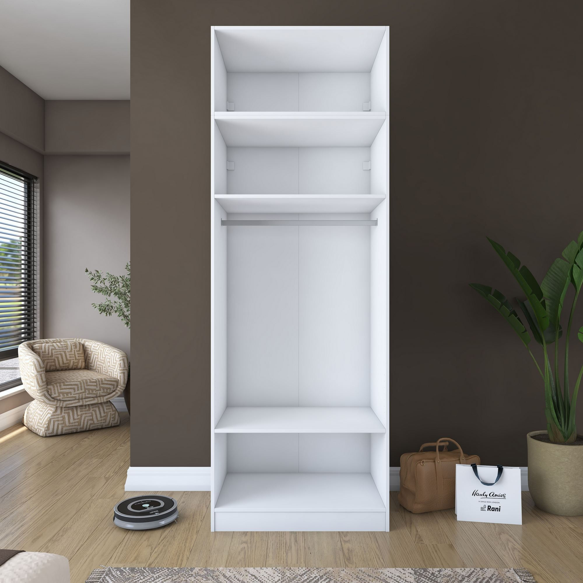 Dulap haine BA211, 90 x 255 x 57,5 cm, alb, PAL, spatiu de depozitare, fixare pe perete — imaginea 10