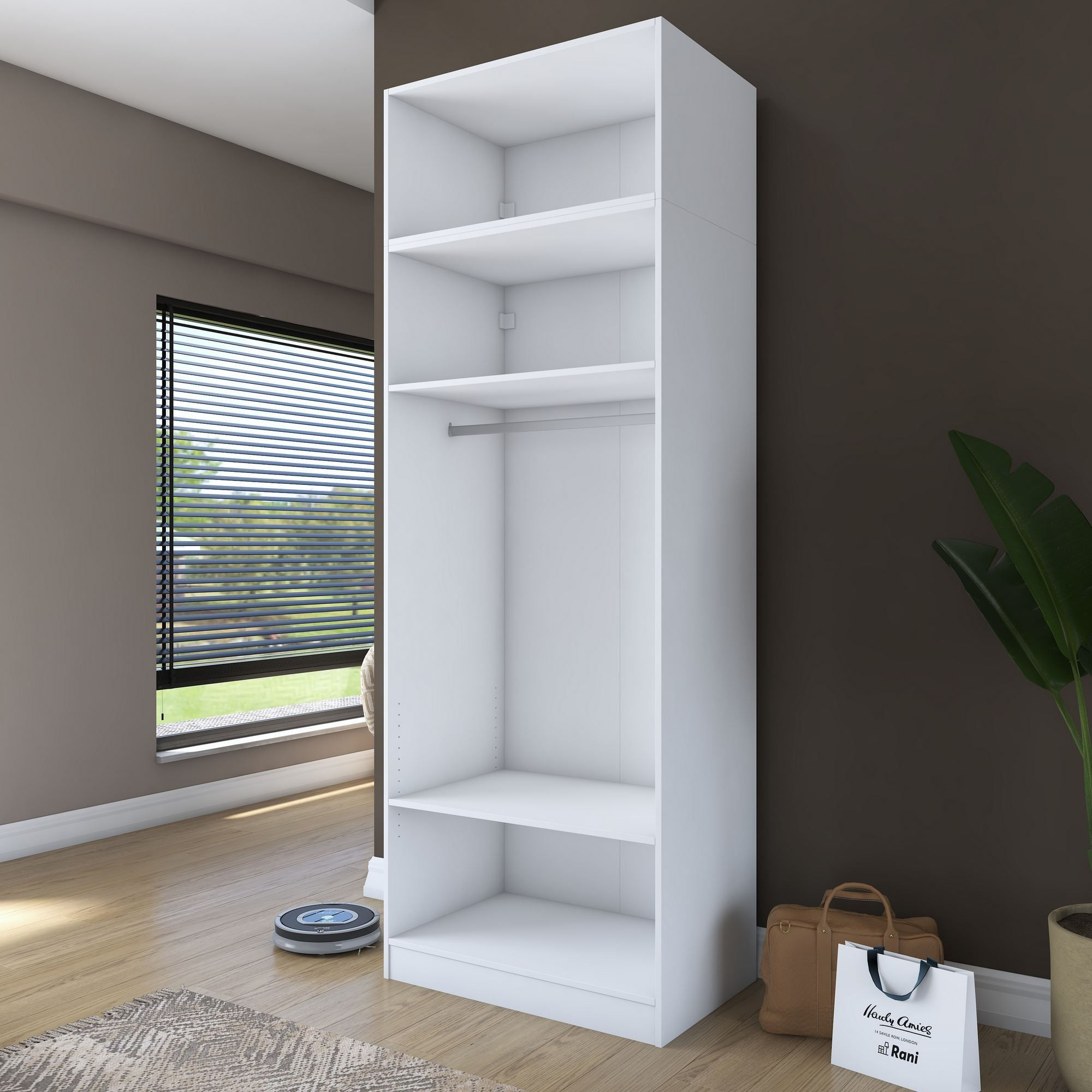 Dulap haine BA211, 90 x 255 x 57,5 cm, alb, PAL, spatiu de depozitare, fixare pe perete — imaginea 11