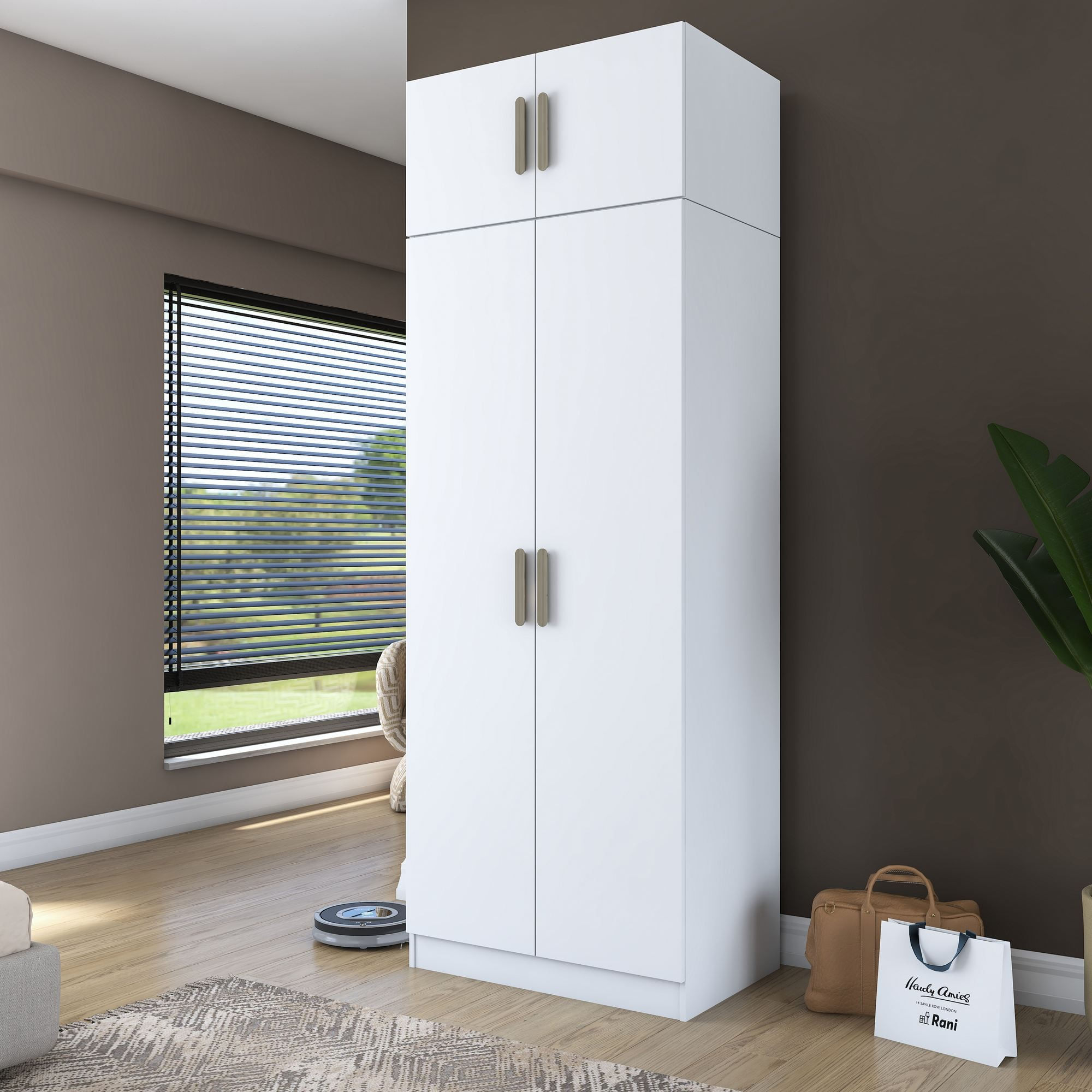Dulap haine BA211, 90 x 255 x 57,5 cm, alb, PAL, spatiu de depozitare, fixare pe perete — imaginea 12