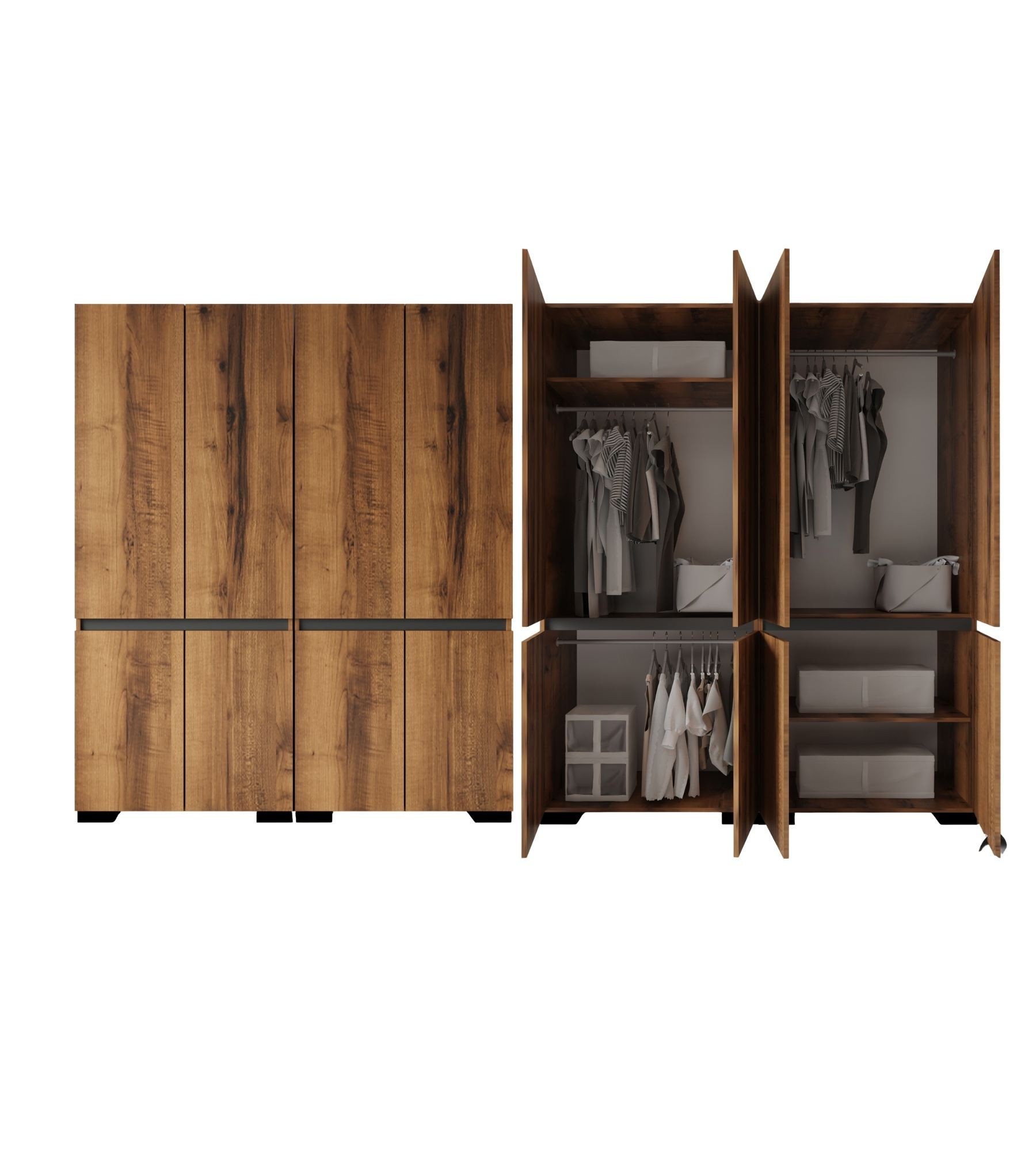 Dulap haine Floransa 180, 180 x 210 x 52 cm, PAL melaminat, spatiu de depozitare, fixare pe perete, capacitate 30 kg, nuc / antracit — imaginea 5